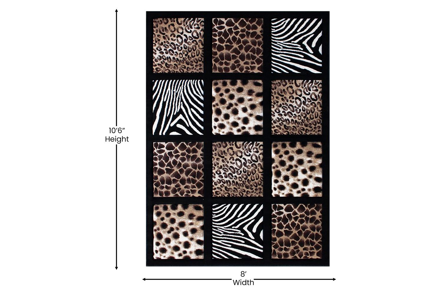 BLNK Menagerie Collection Modern Olefin Animal Print Area Rug - 8'W x 11'L