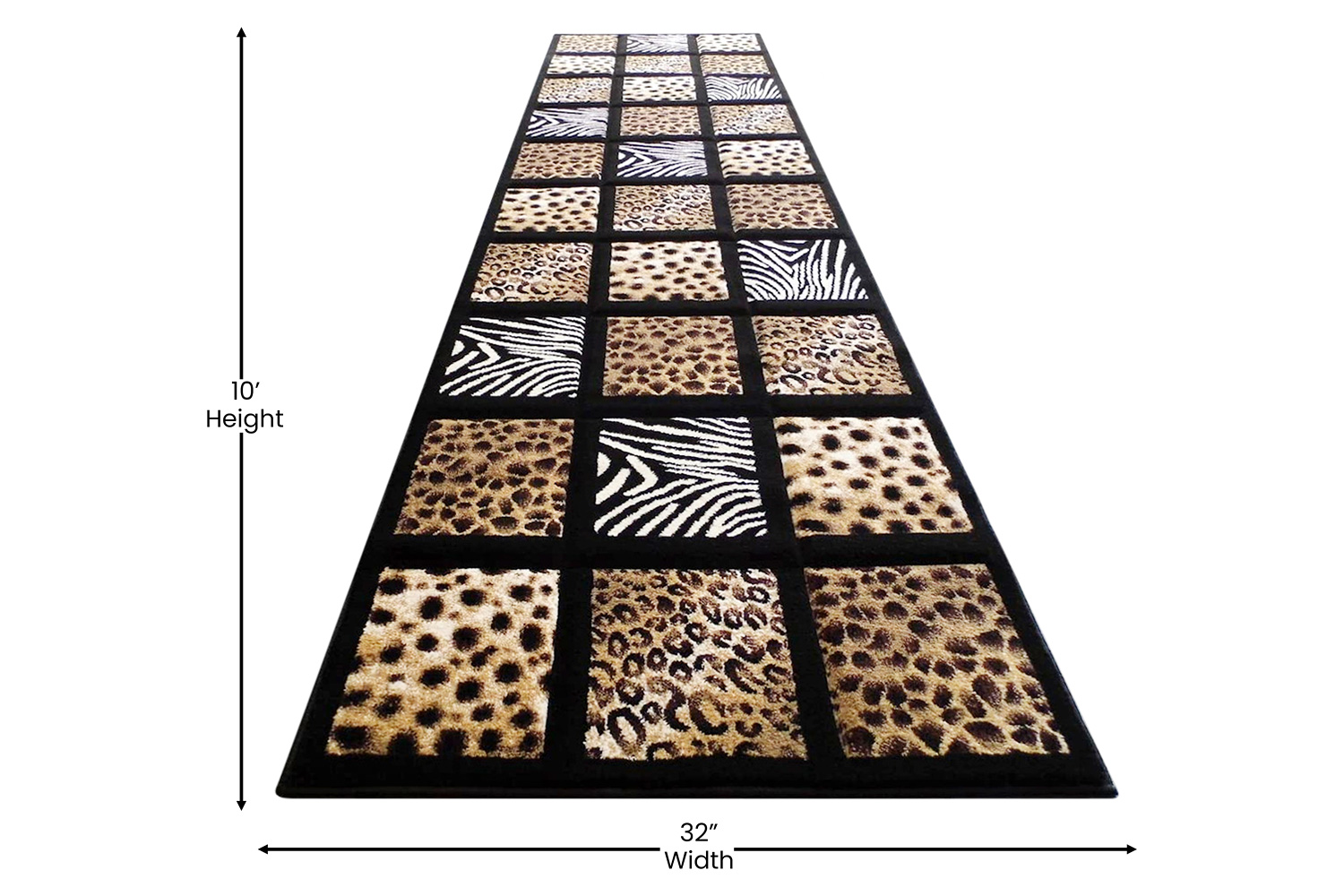 BLNK Menagerie Collection Modern Olefin Animal Print Area Rug - 3'W x 10'L