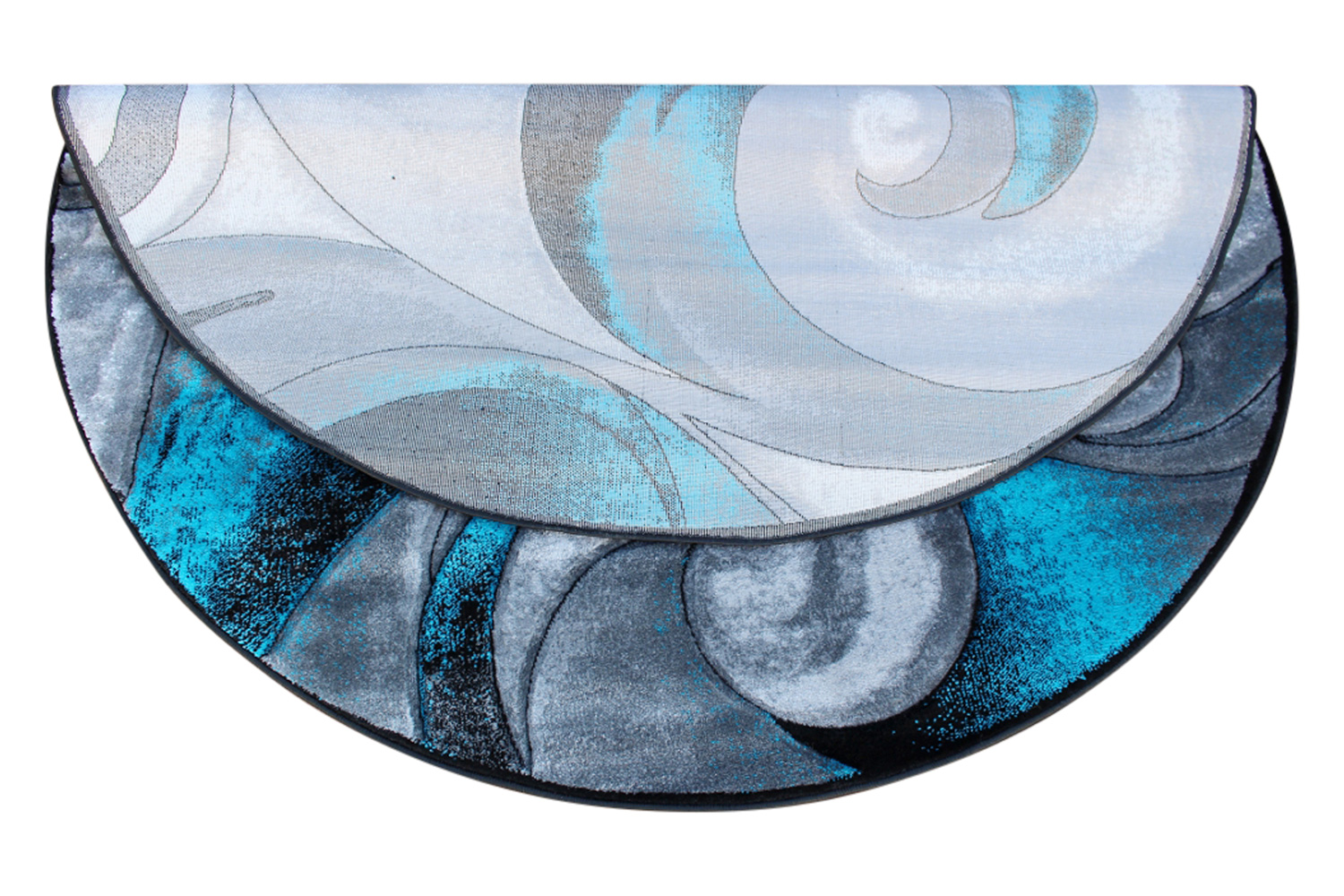 BLNK Tellus Collection Round Olefin Ocean Waves Pattern Area Rug with Jute Backing - Turquoise, 6'W x 6'L