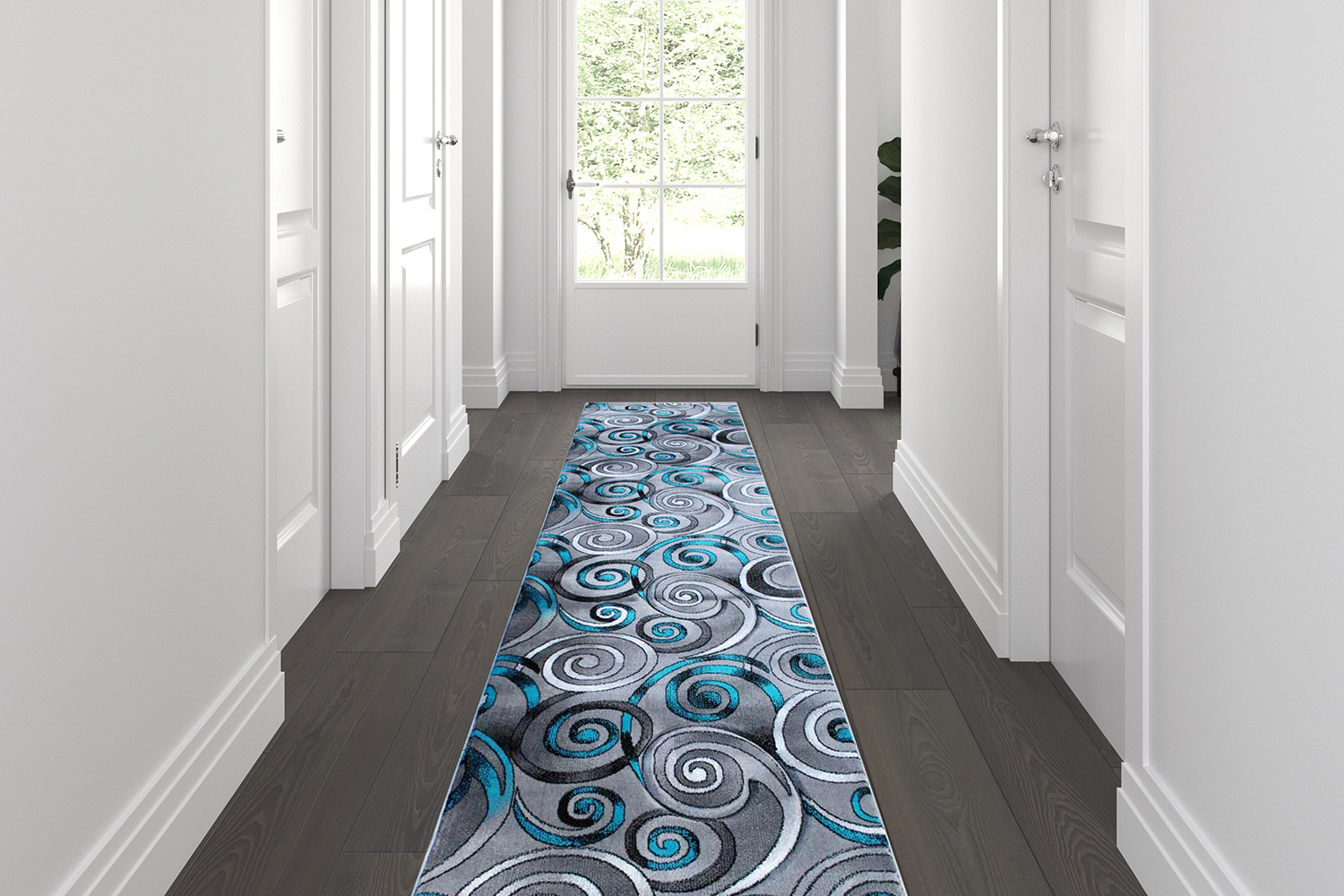 BLNK Masie Collection Olefin Swirl Area Rug with Jute Backing