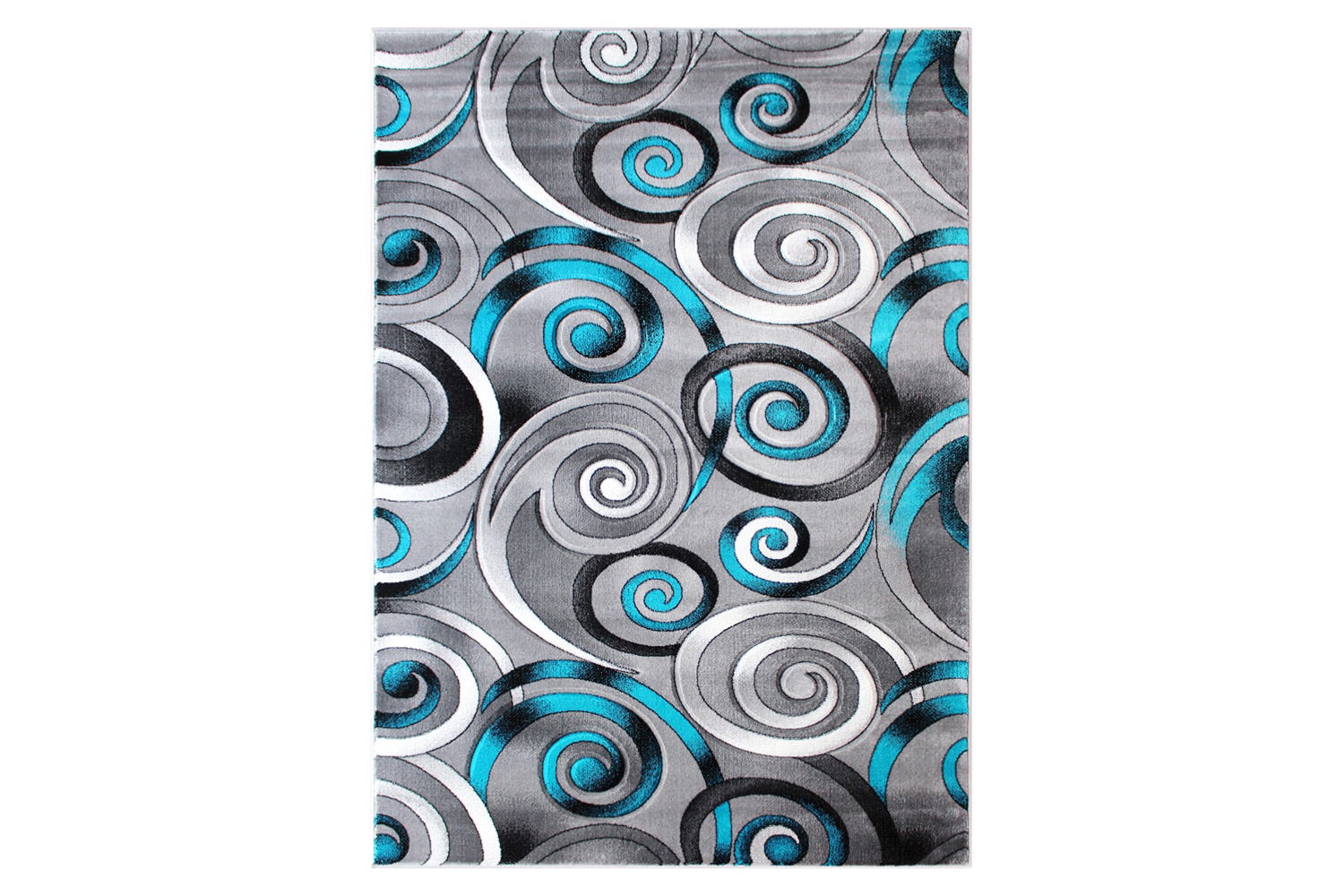 BLNK Masie Collection Olefin Swirl Area Rug with Jute Backing - Turquoise, 5'W x 7'L