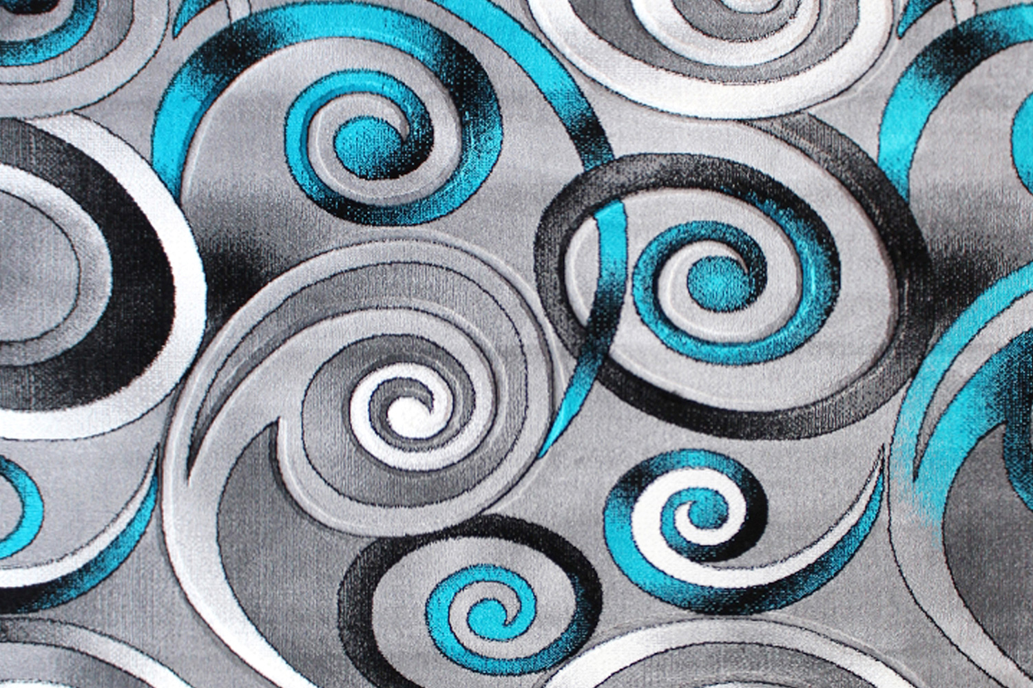 BLNK Masie Collection Olefin Swirl Area Rug with Jute Backing - Turquoise, 5'W x 7'L