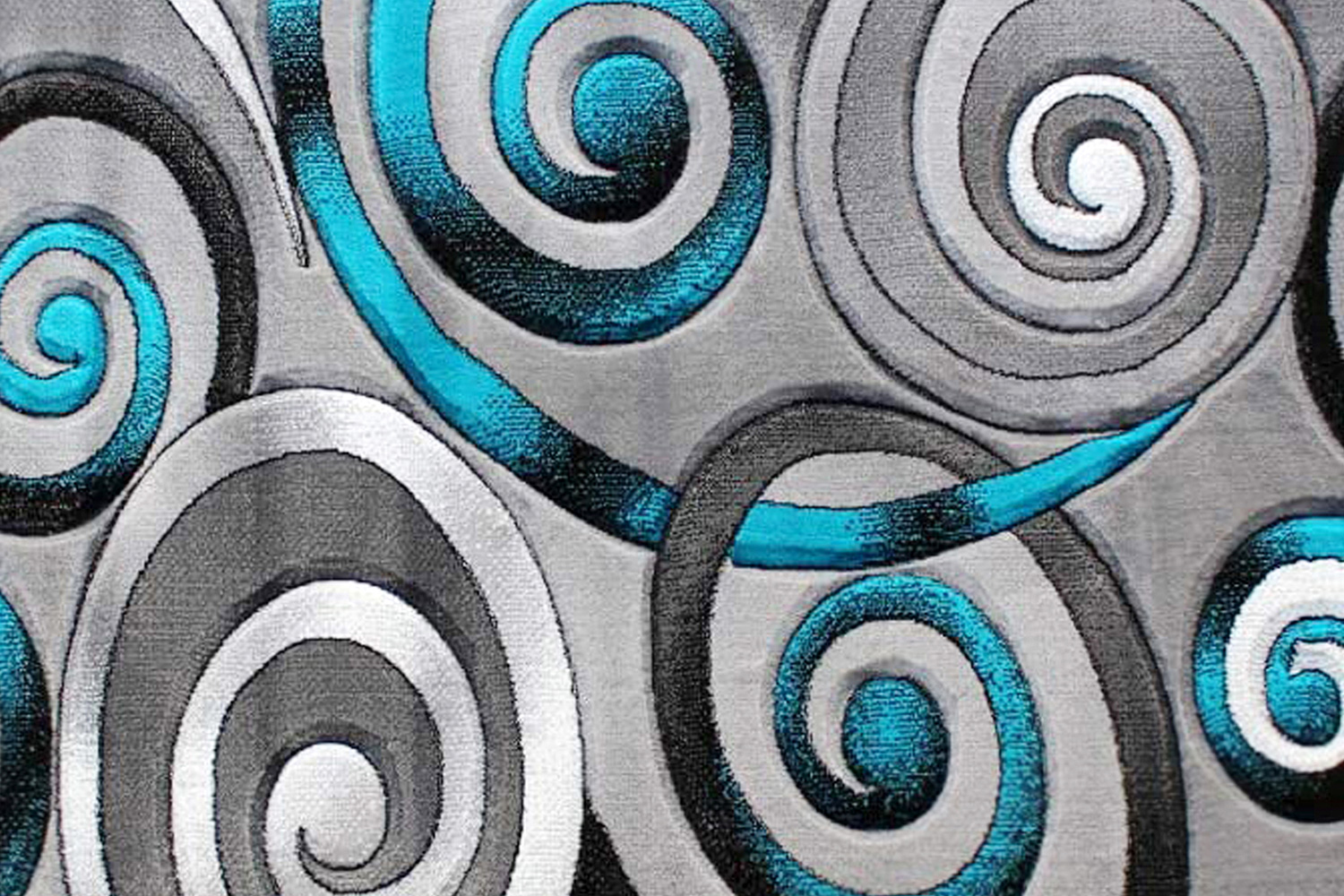 BLNK Masie Collection Round Olefin Swirl Area Rug with Jute Backing - Turquoise, 6'W x 6'L