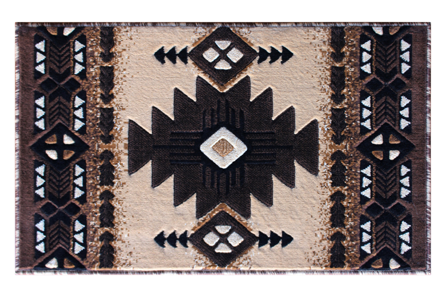 BLNK Mohave Collection Southwestern Style Olefin Traditional Fibers Area Rug with Jute Backing - Brown, 2'W x 3'L