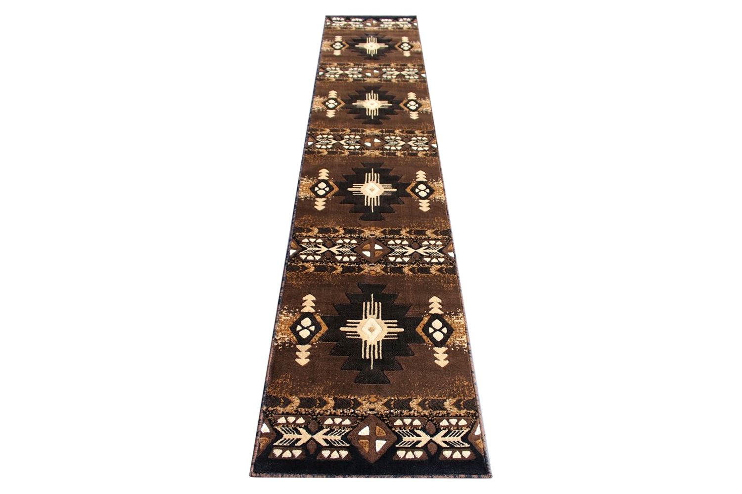 BLNK Mohave Collection Southwestern Style Olefin Traditional Area Rug with Jute Backing - Chocolate, 2'W x 10'L