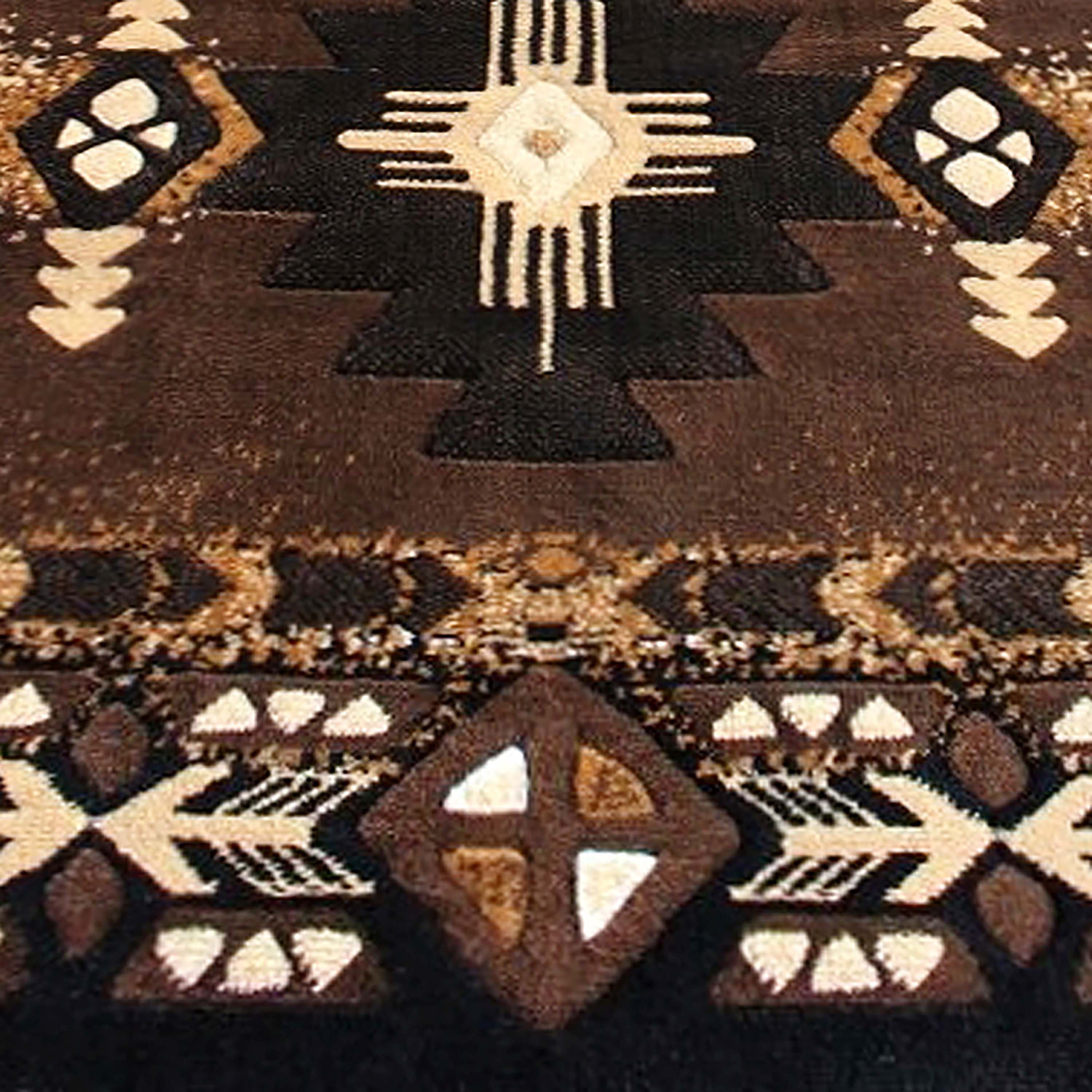 BLNK Mohave Collection Southwestern Style Olefin Traditional Area Rug with Jute Backing - Chocolate, 2'W x 10'L