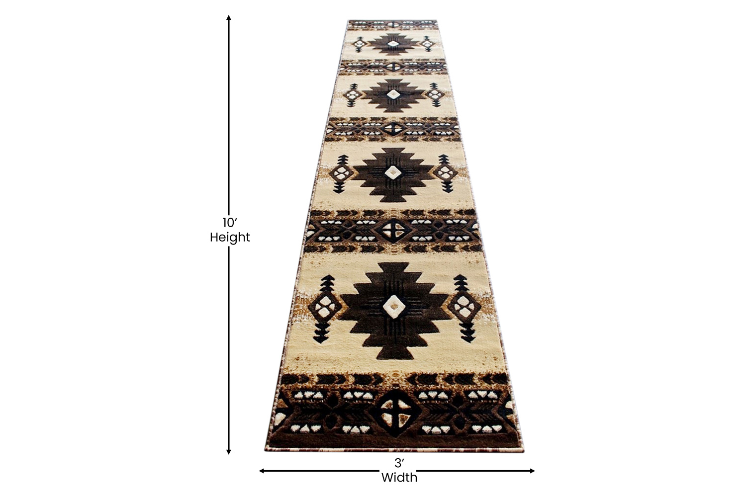 BLNK Mohave Collection Southwestern Style Olefin Traditional Fibers Area Rug with Jute Backing - Brown, 2'W x 10'L