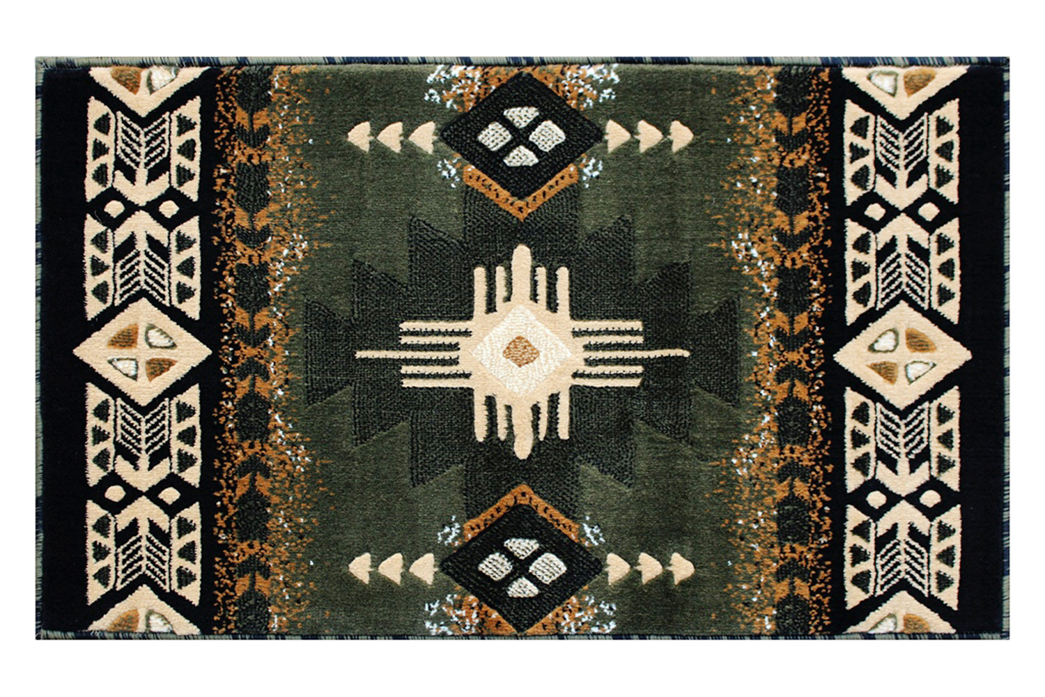 BLNK Mohave Collection Southwestern Style Olefin Traditional Area Rug with Jute Backing - Sage, 2'W x 3'L