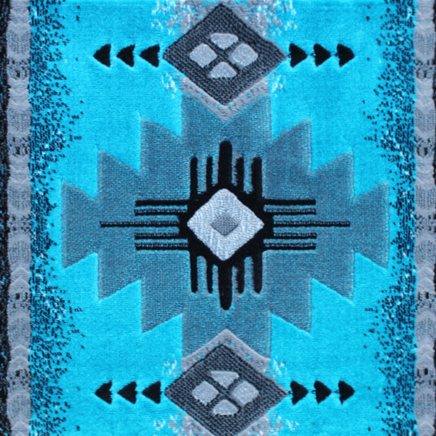 BLNK Mohave Collection Southwestern Style Olefin Traditional Area Rug with Jute Backing - Turquoise, 2'W x 7'L