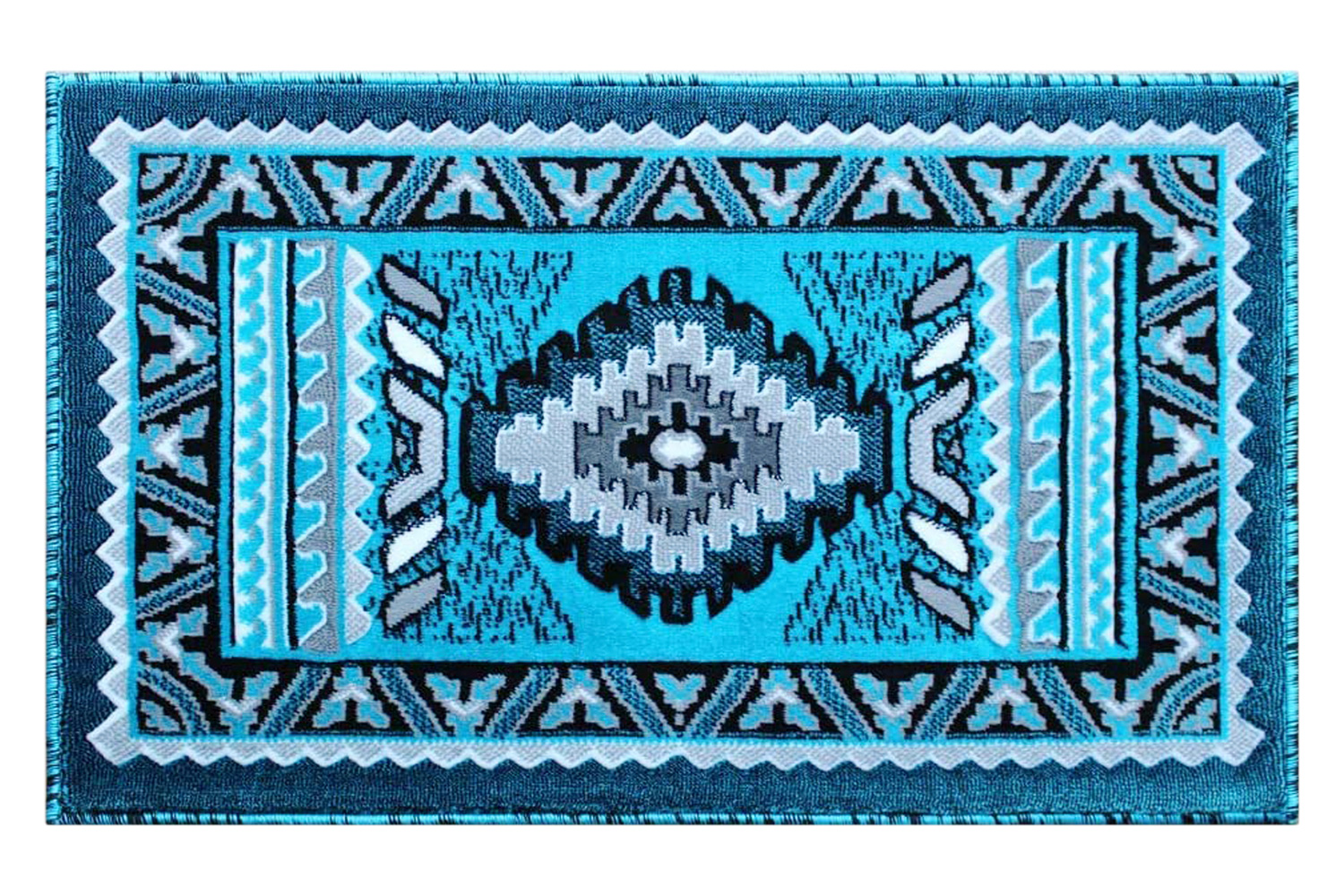 BLNK™ Ventana Collection Southwest Olefin Area Rug with Jute Backing - Turquoise, 2'W x 3'L