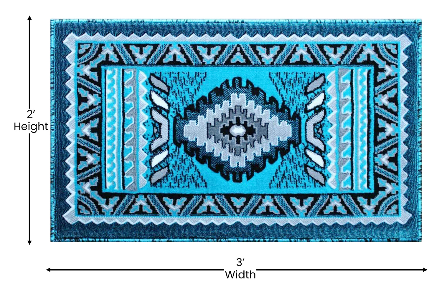 BLNK™ Ventana Collection Southwest Olefin Area Rug with Jute Backing - Turquoise, 2'W x 3'L