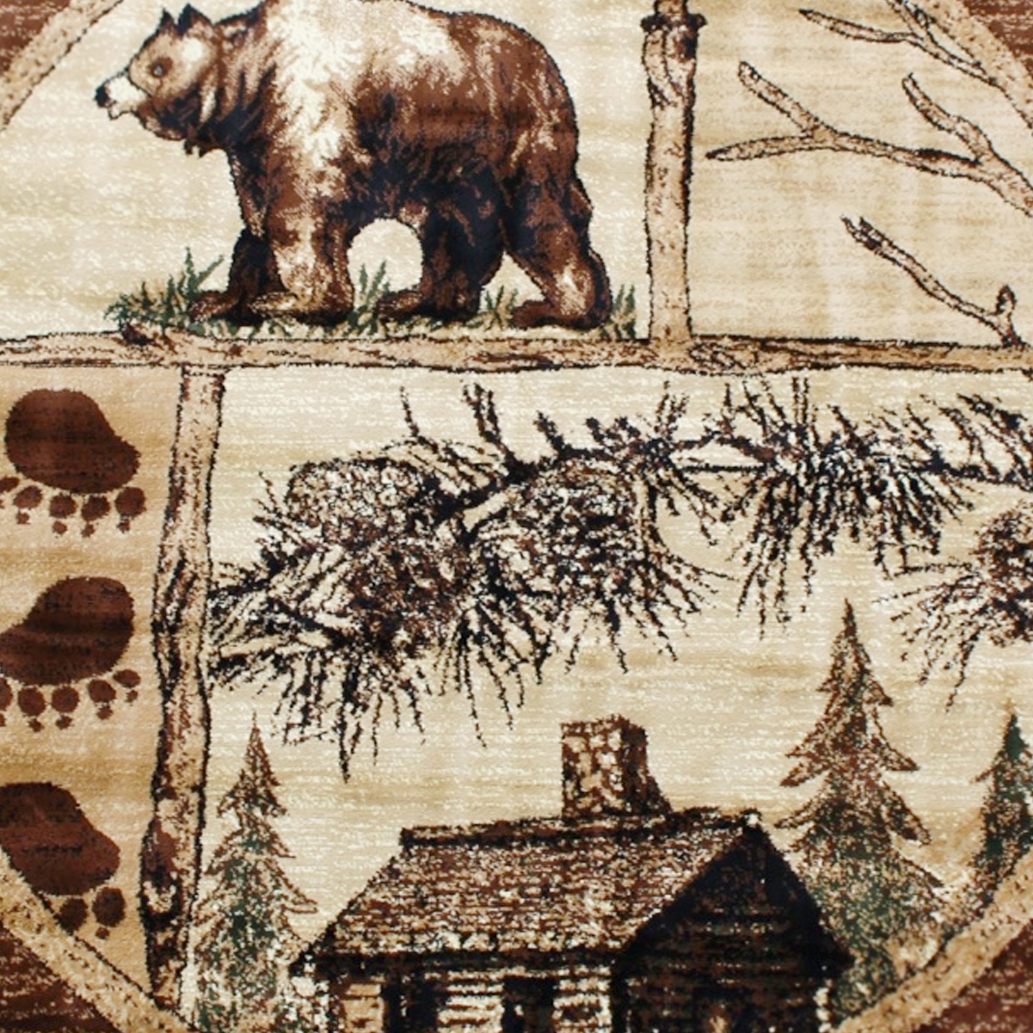 BLNK Vale Collection Olefin Rustic Wildlife Themed Area Rug with Jute Backing - 6'W x 6'L