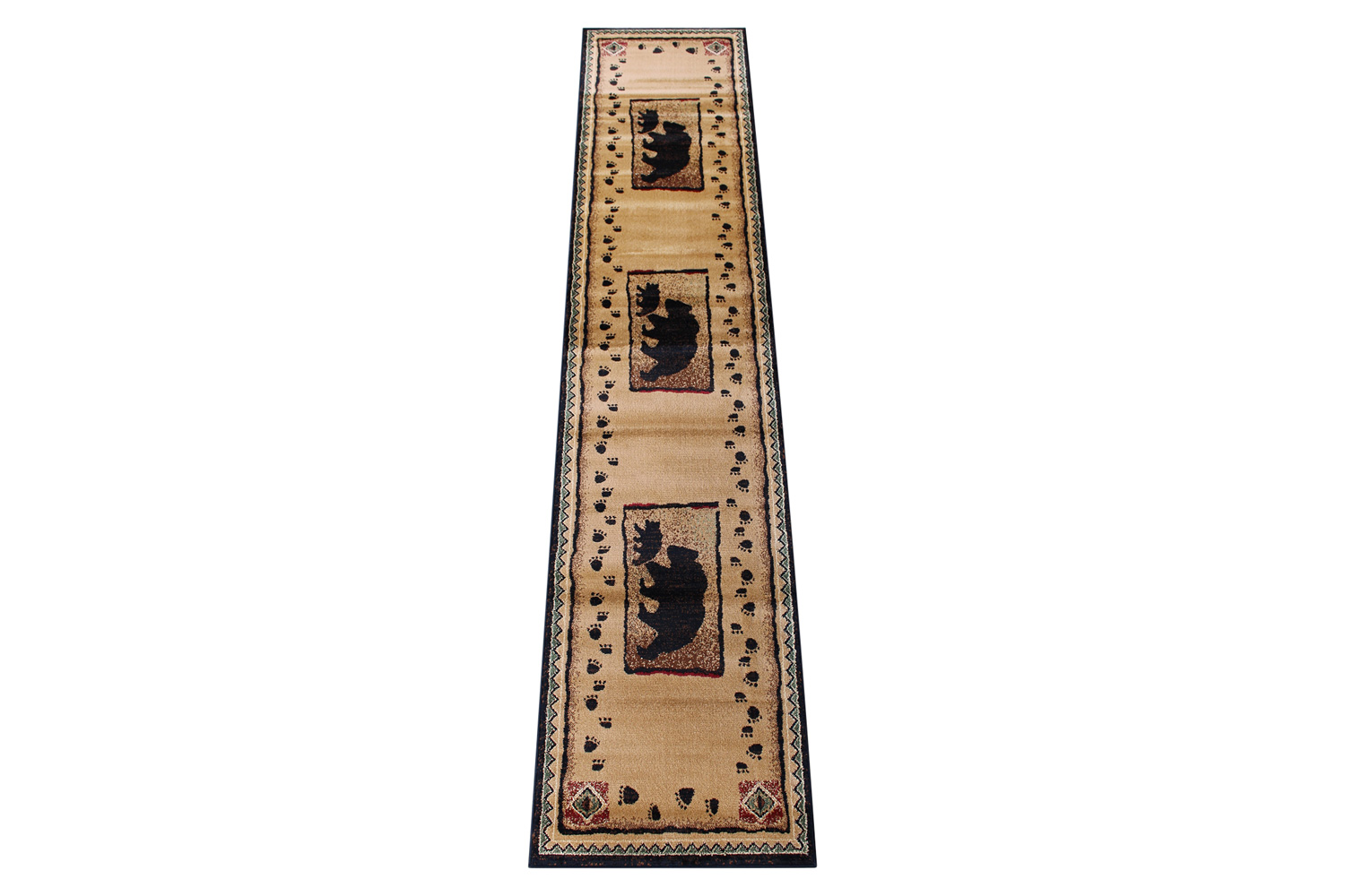 BLNK™ - Matra Collection Rustic Style Black Bear and Cub Area Rug with Jute Backing