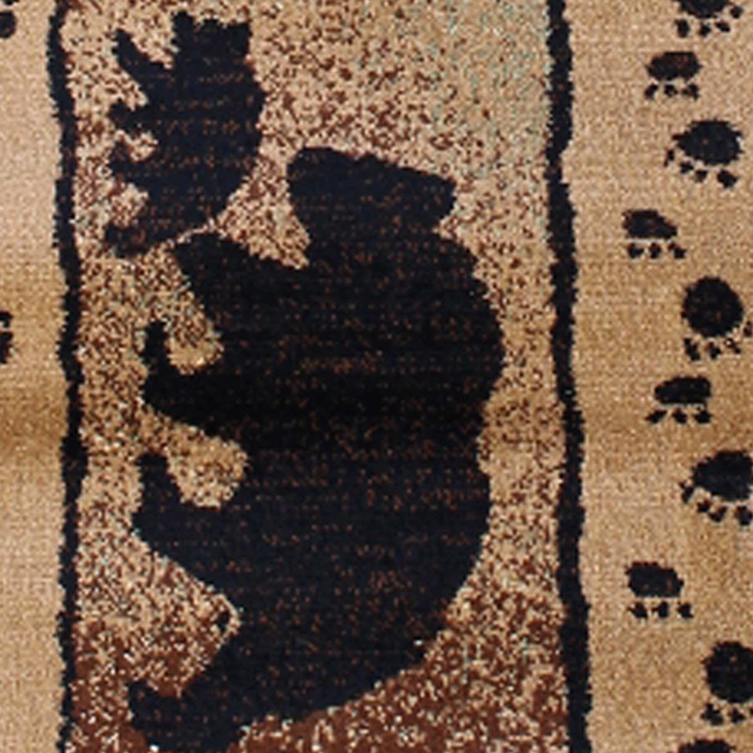 BLNK - Matra Collection Rustic Style Black Bear and Cub Area Rug with Jute Backing