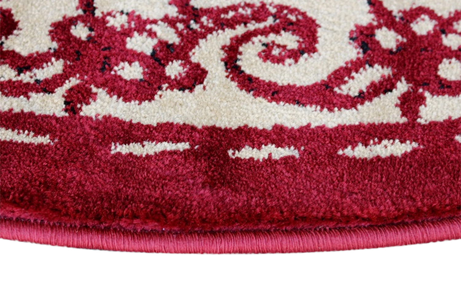 BLNK Gallus Collection Round Olefin Rooster Themed Area Rug with Jute Backing for Kitchen - Red, 4'W x 4'L