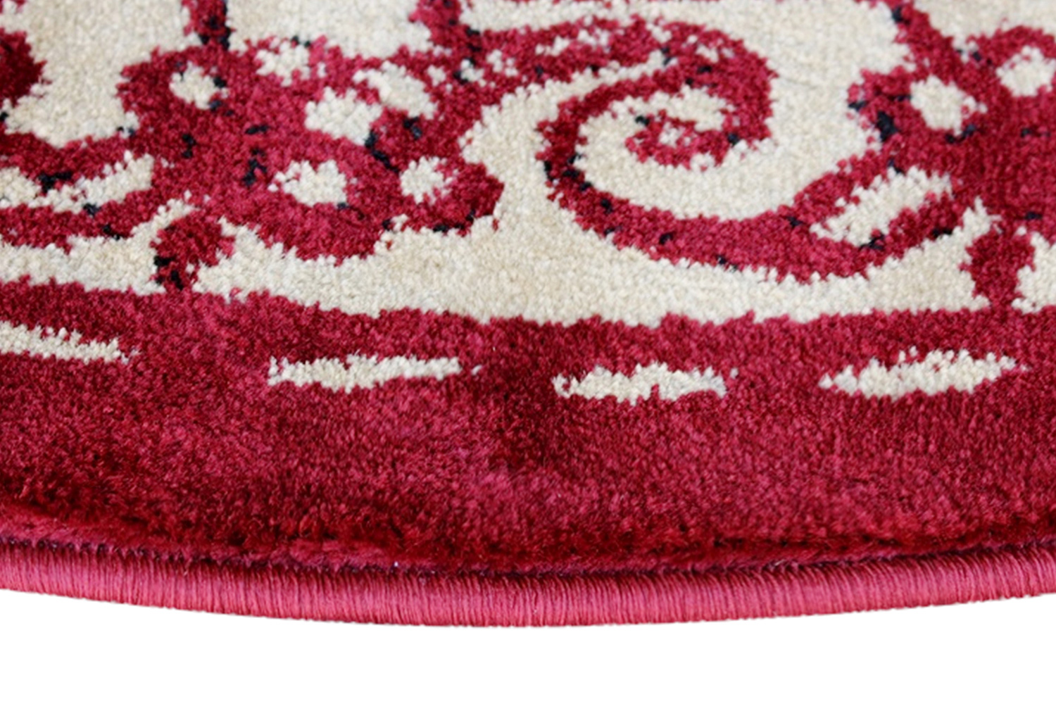 BLNK Gallus Collection Round Olefin Rooster Themed Area Rug with Jute Backing for Kitchen - Red, 6'W x 6'L