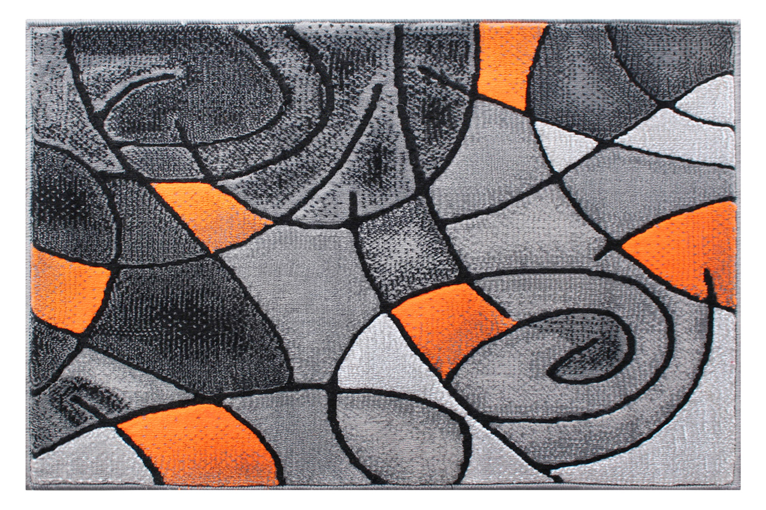 BLNK Jubilee Collection Abstract Olefin Pattern Area Rug with Jute Backing - Orange, 2'W x 3'L