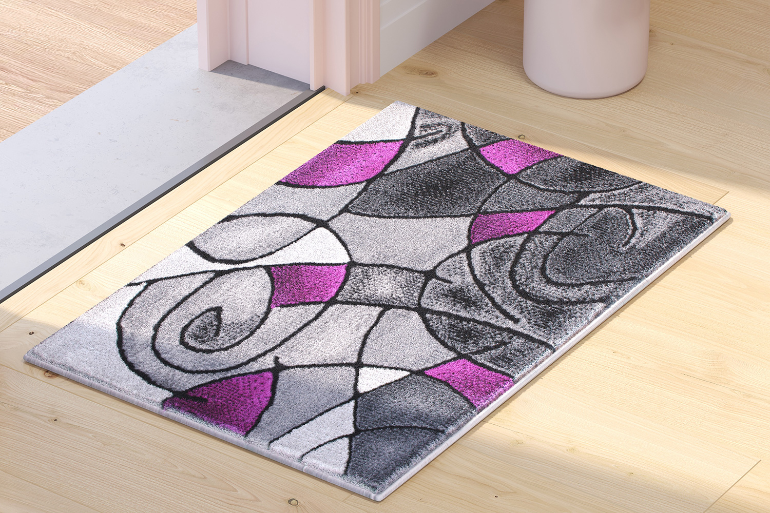 BLNK Jubilee Collection Abstract Olefin Pattern Area Rug with Jute Backing - Purple, 2'W x 3'L