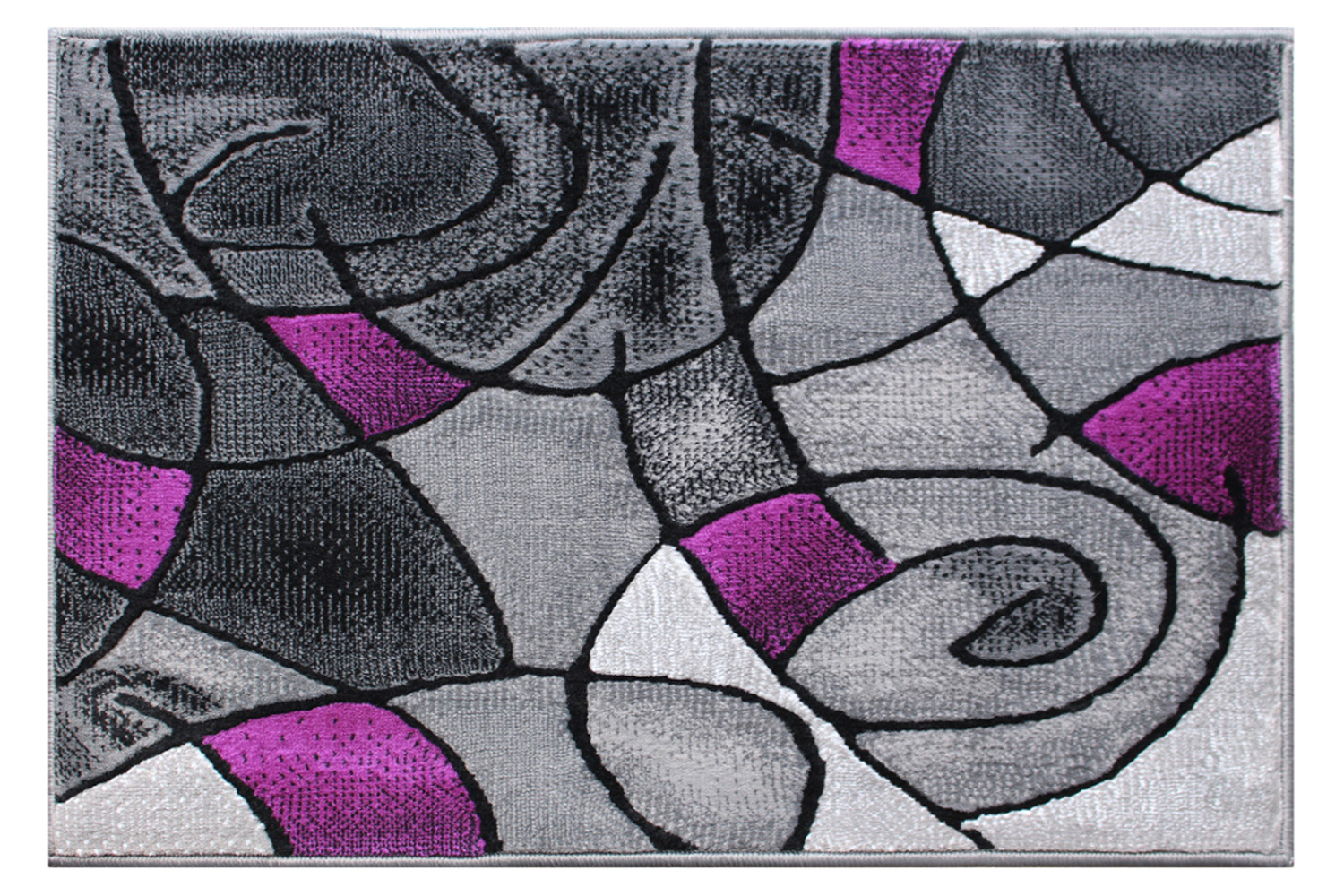 BLNK Jubilee Collection Abstract Olefin Pattern Area Rug with Jute Backing - Purple, 2'W x 3'L