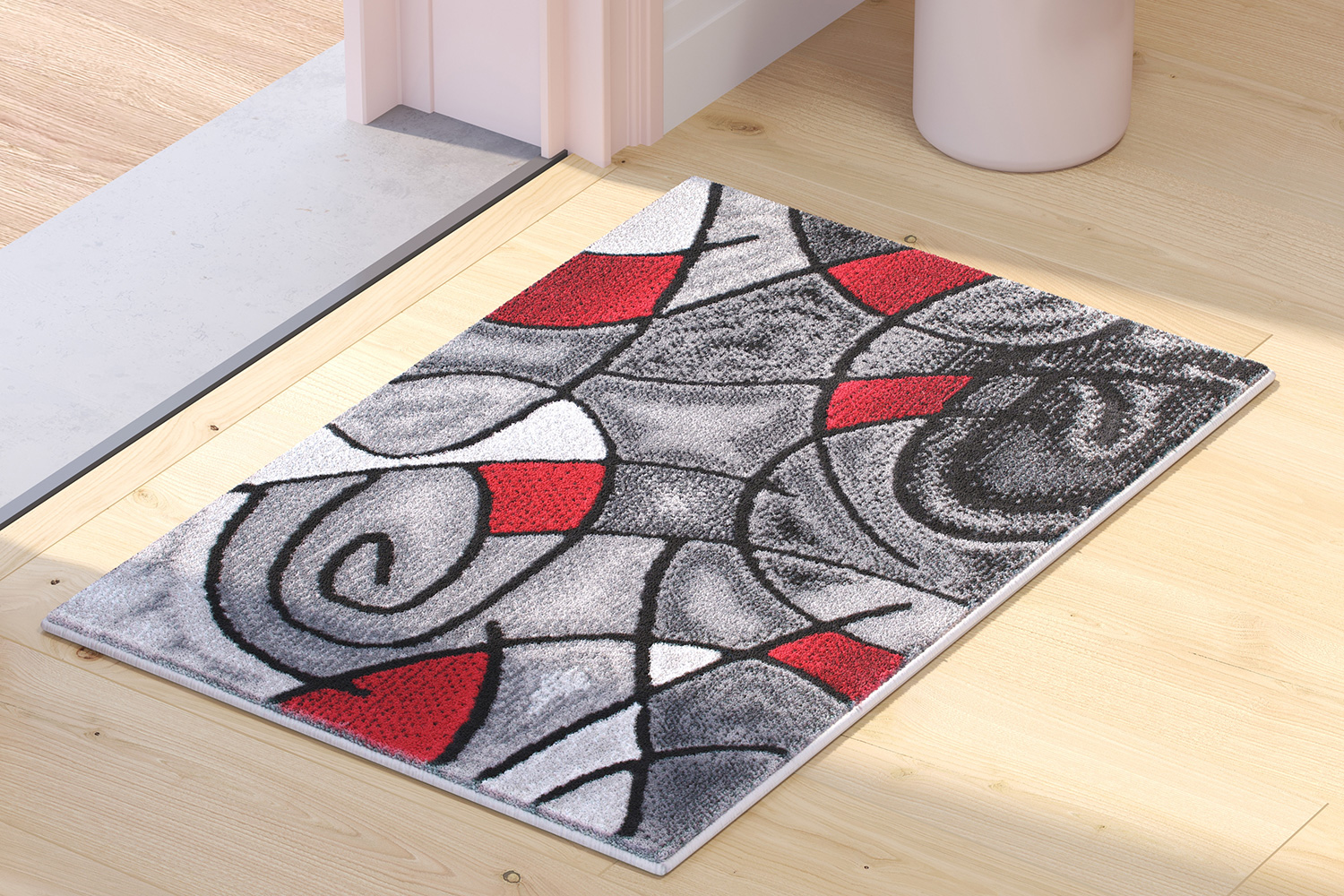 BLNK Jubilee Collection Abstract Olefin Pattern Area Rug with Jute Backing