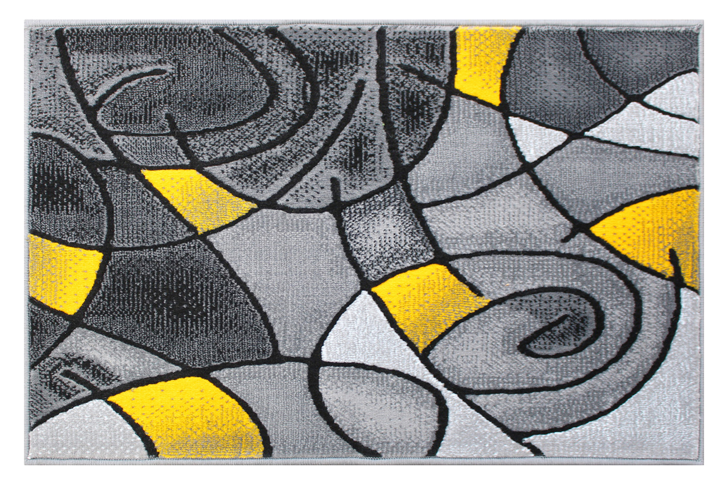 BLNK Jubilee Collection Abstract Olefin Pattern Area Rug with Jute Backing - Yellow, 2'W x 3'L