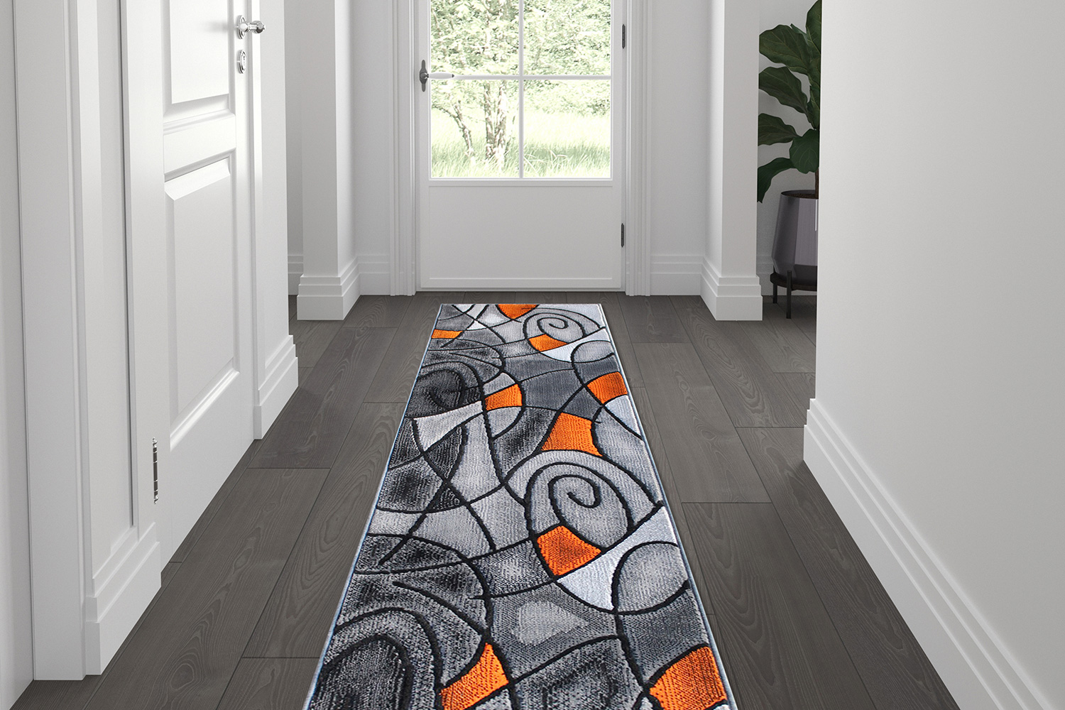 BLNK Jubilee Collection Abstract Olefin Area Rug with Jute Backing