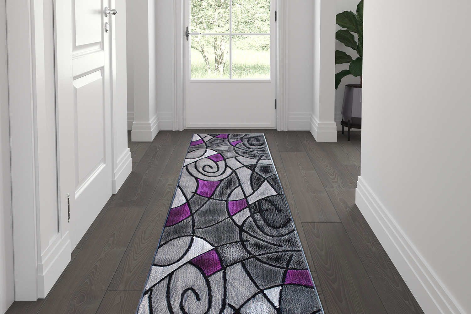 BLNK Jubilee Collection Abstract Olefin Area Rug with Jute Backing