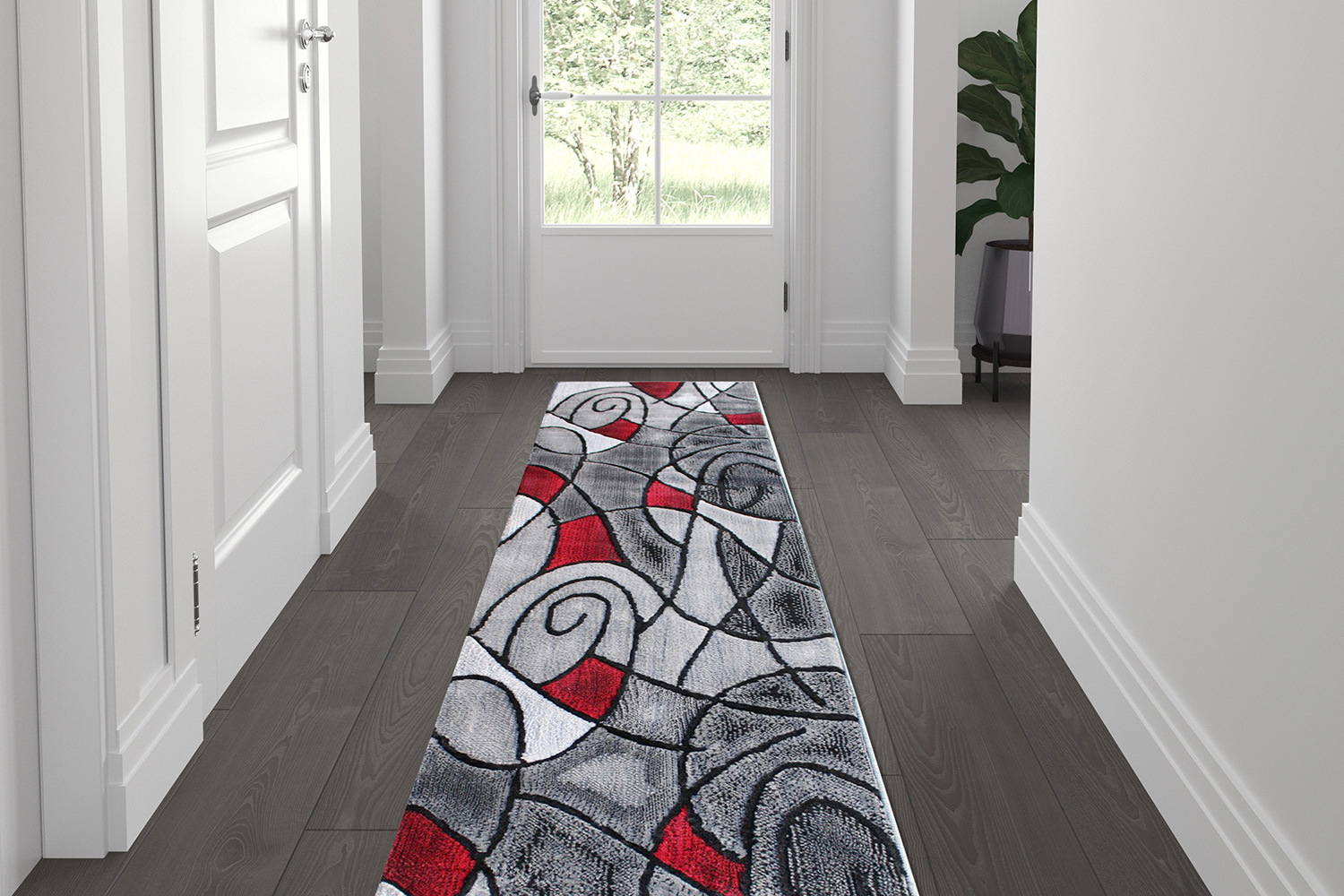 BLNK Jubilee Collection Abstract Olefin Area Rug with Jute Backing