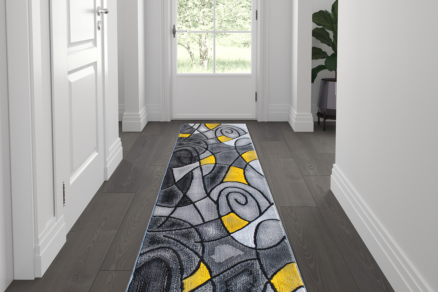 BLNK Jubilee Collection Abstract Olefin Area Rug with Jute Backing