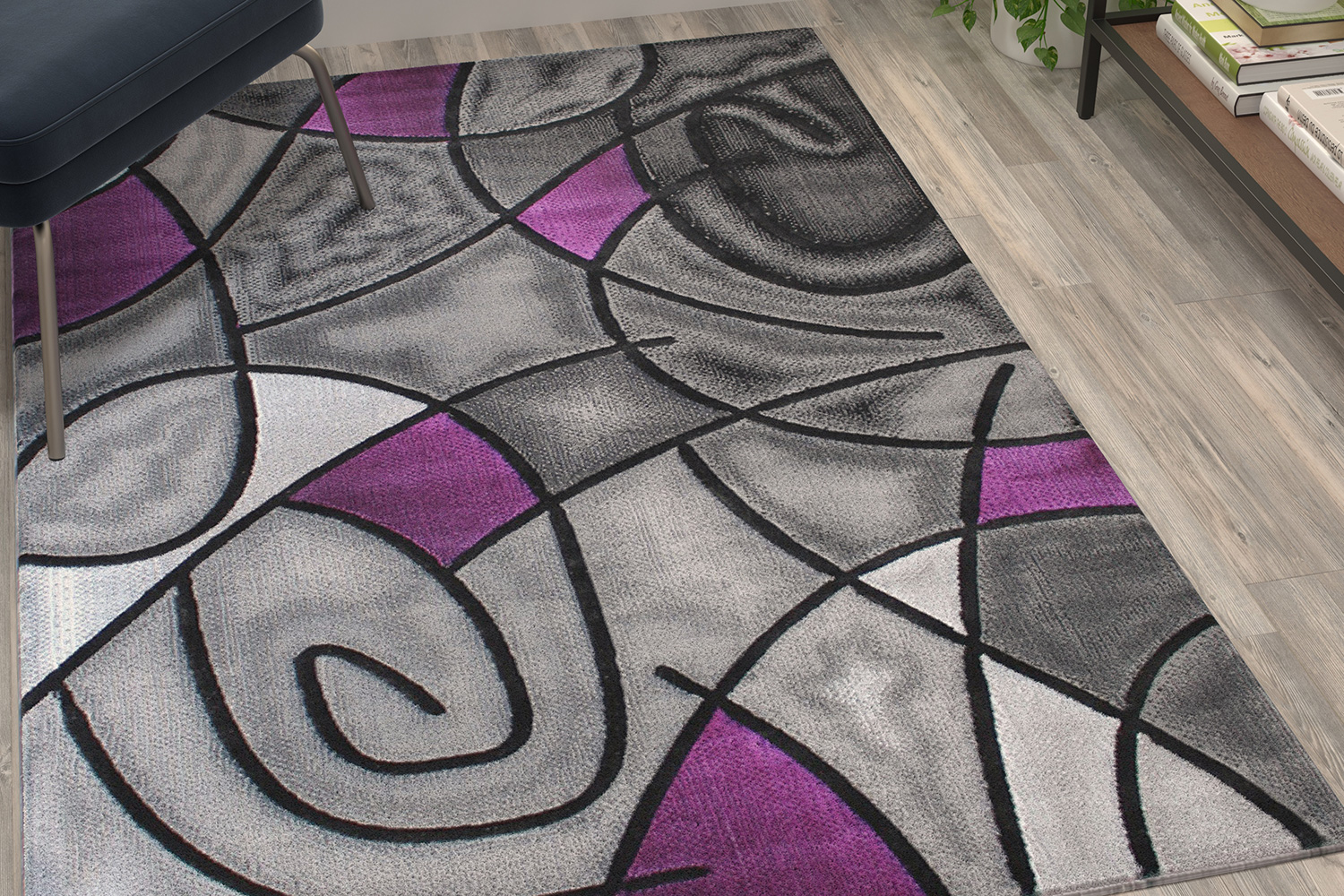 BLNK Jubilee Collection Abstract Olefin Area Rug with Jute Backing