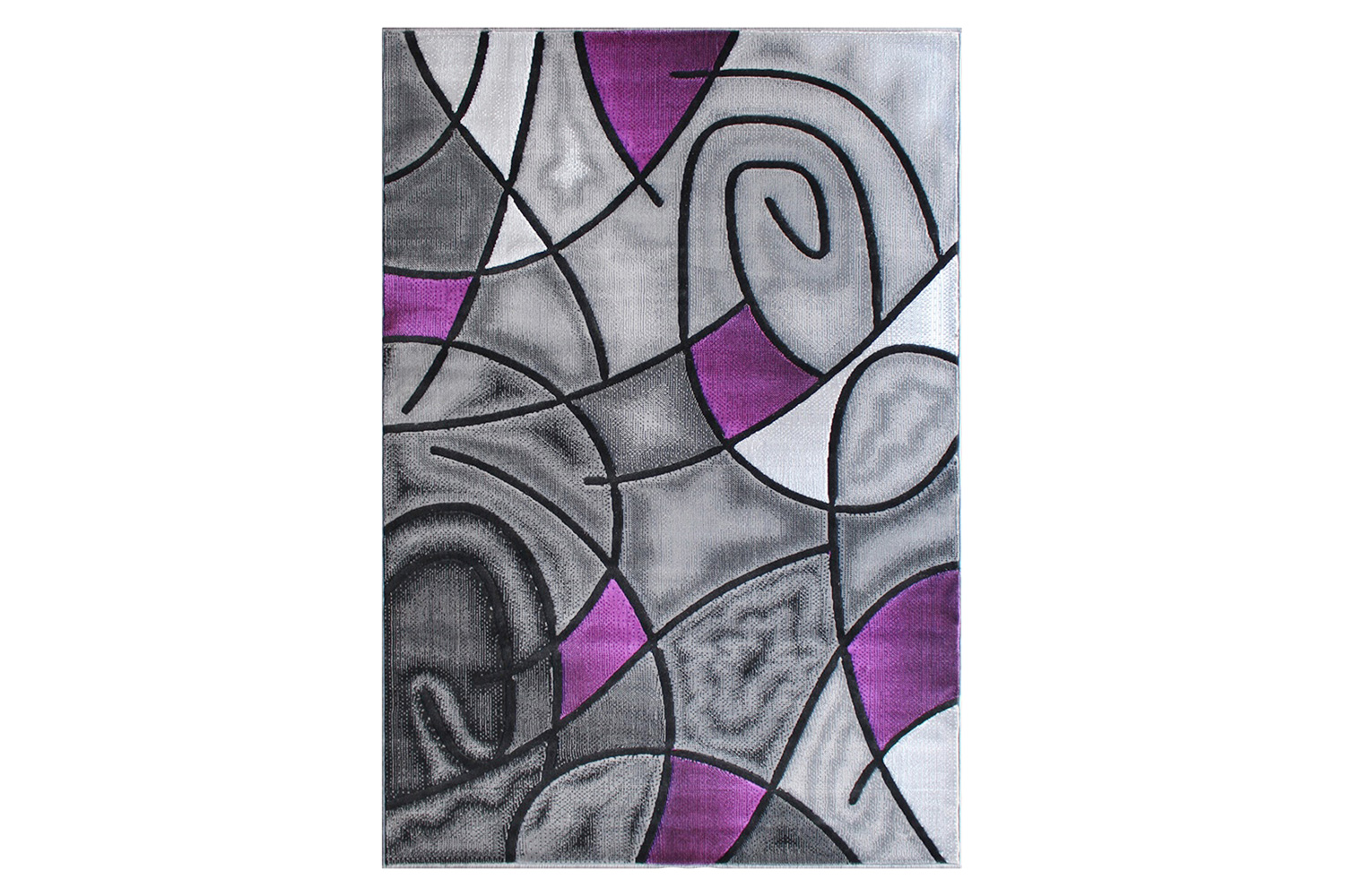 BLNK Jubilee Collection Abstract Olefin Area Rug with Jute Backing - Purple, 3'W x 5'L