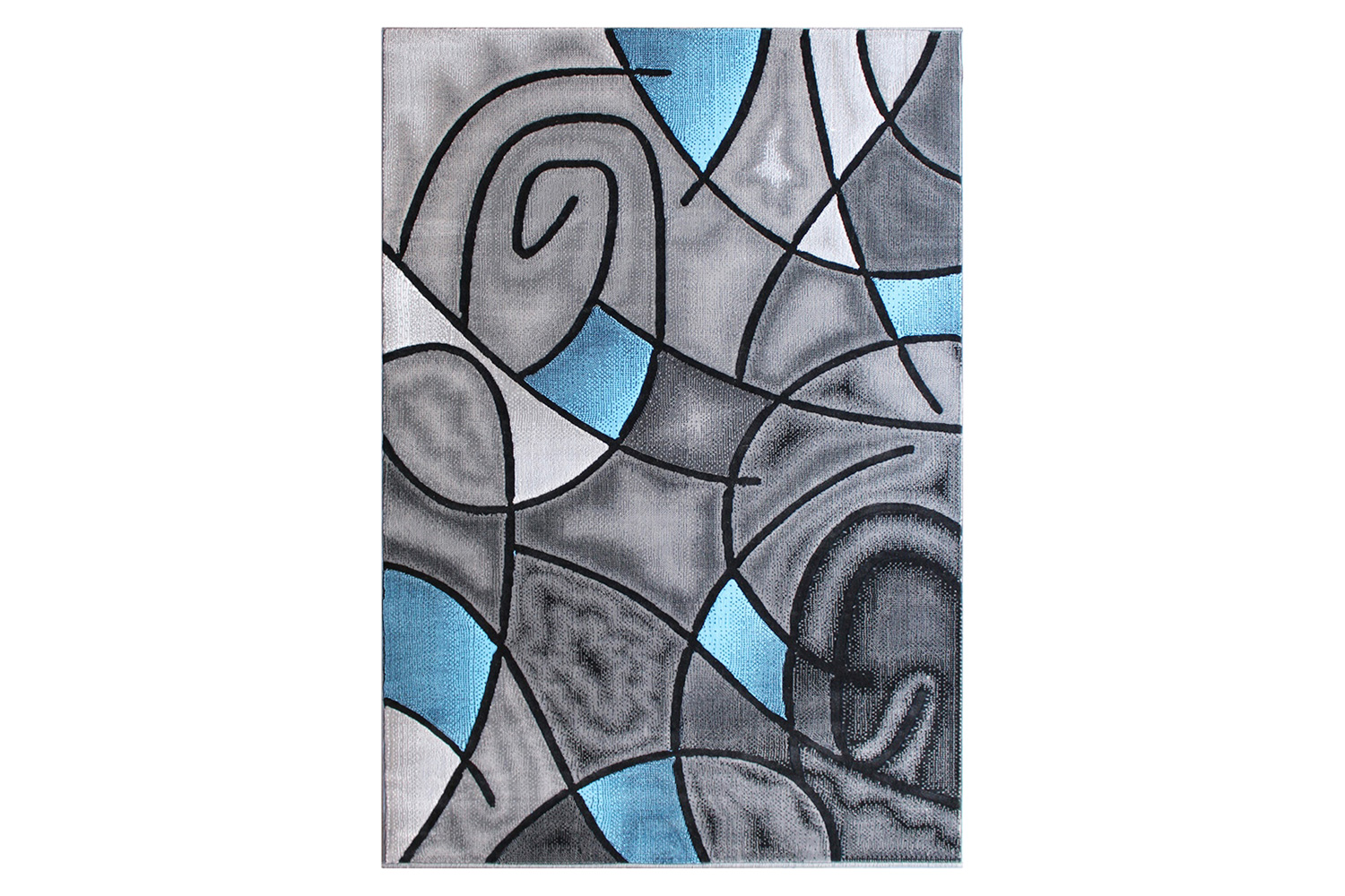 BLNK Jubilee Collection Abstract Olefin Area Rug with Jute Backing - Blue, 5'W x 7'L