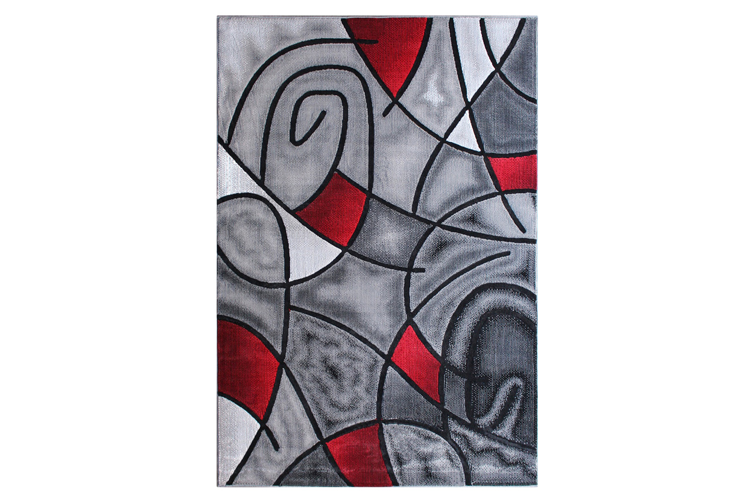 BLNK Jubilee Collection Abstract Olefin Area Rug with Jute Backing - Red, 5'W x 7'L