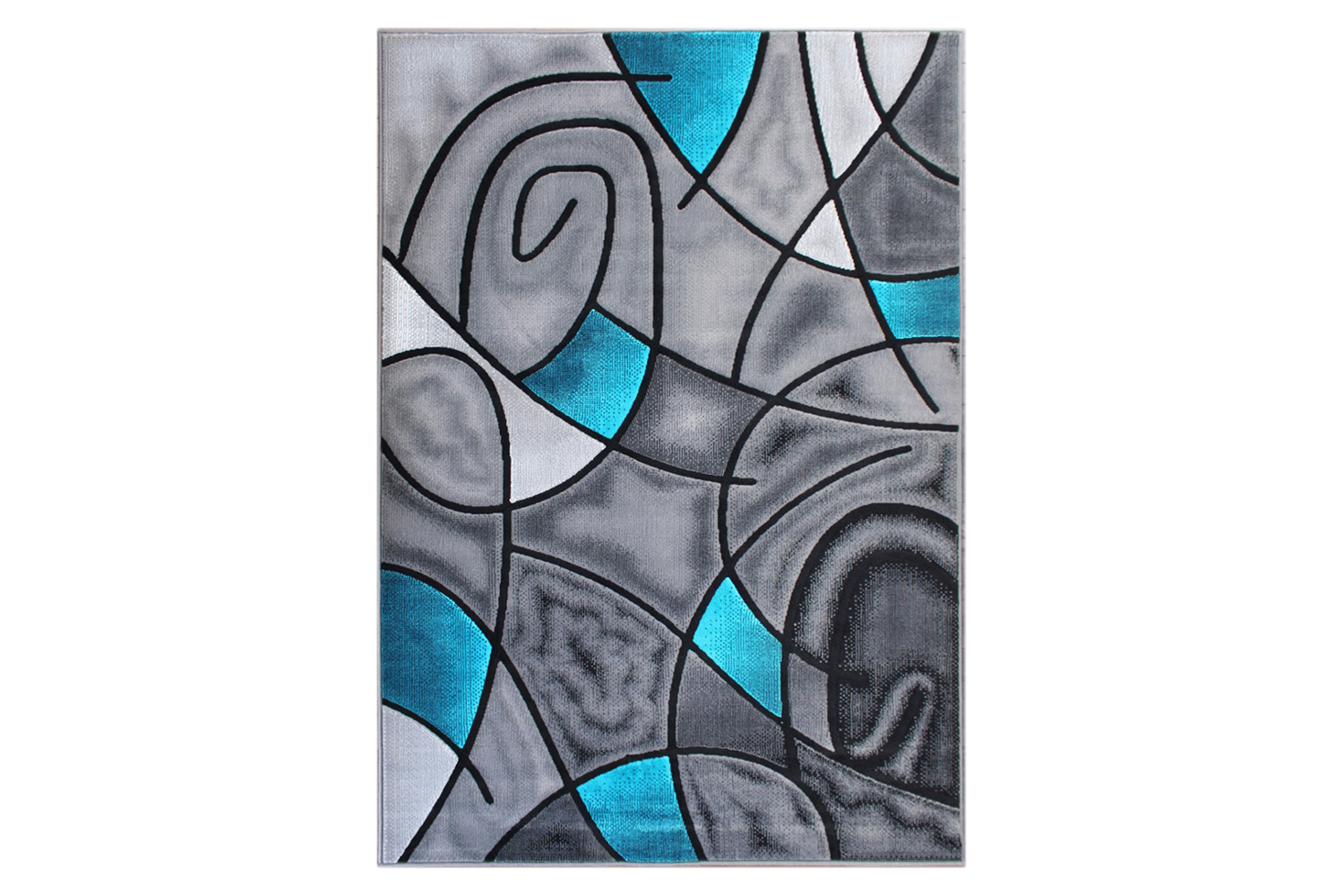 BLNK Jubilee Collection Abstract Olefin Area Rug with Jute Backing - Turquoise, 5'W x 7'L