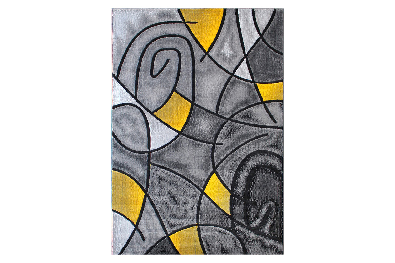 BLNK Jubilee Collection Abstract Olefin Area Rug with Jute Backing - Yellow, 5'W x 7'L