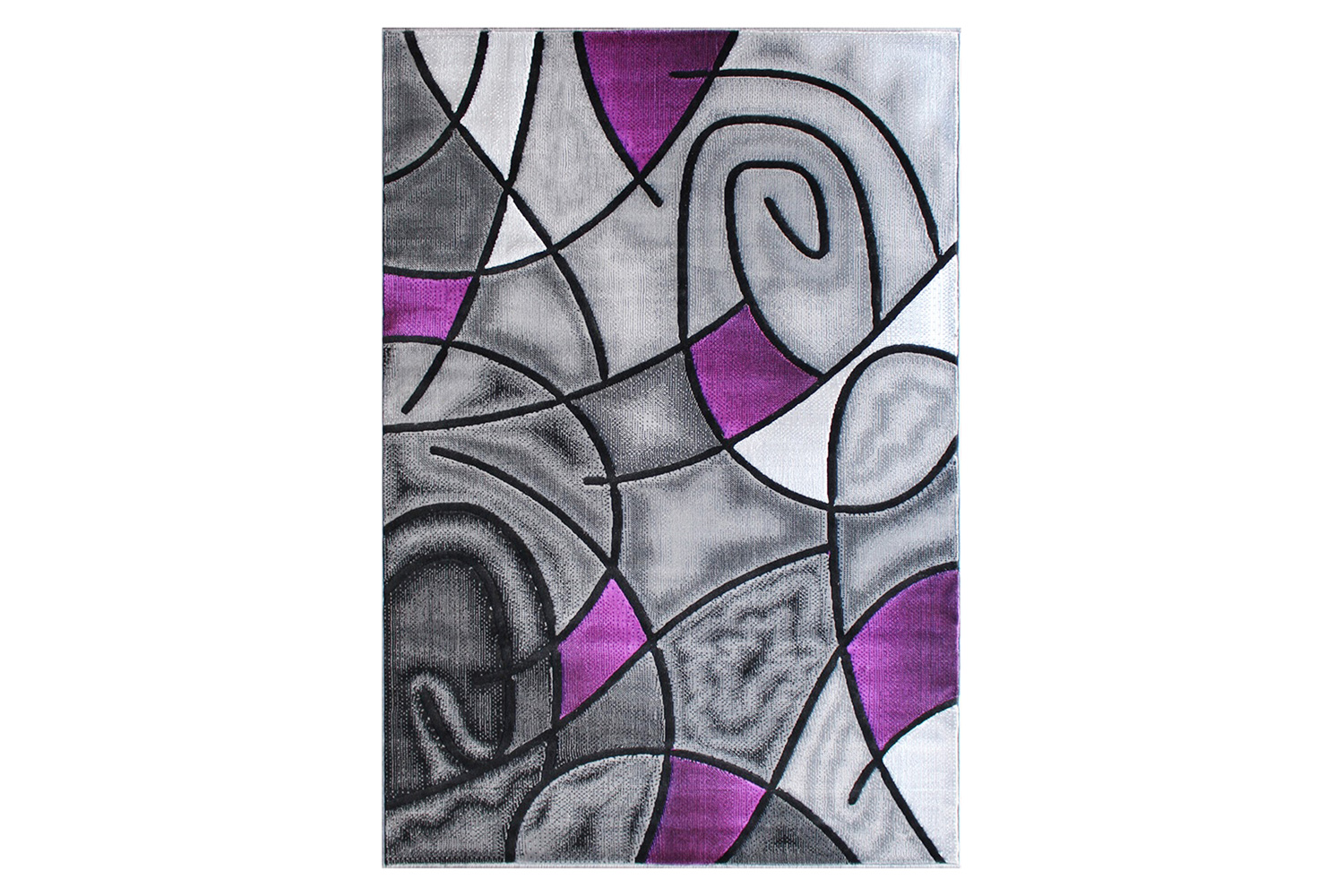 BLNK Jubilee Collection Abstract Olefin Area Rug with Jute Backing - Purple, 6'W x 9'L