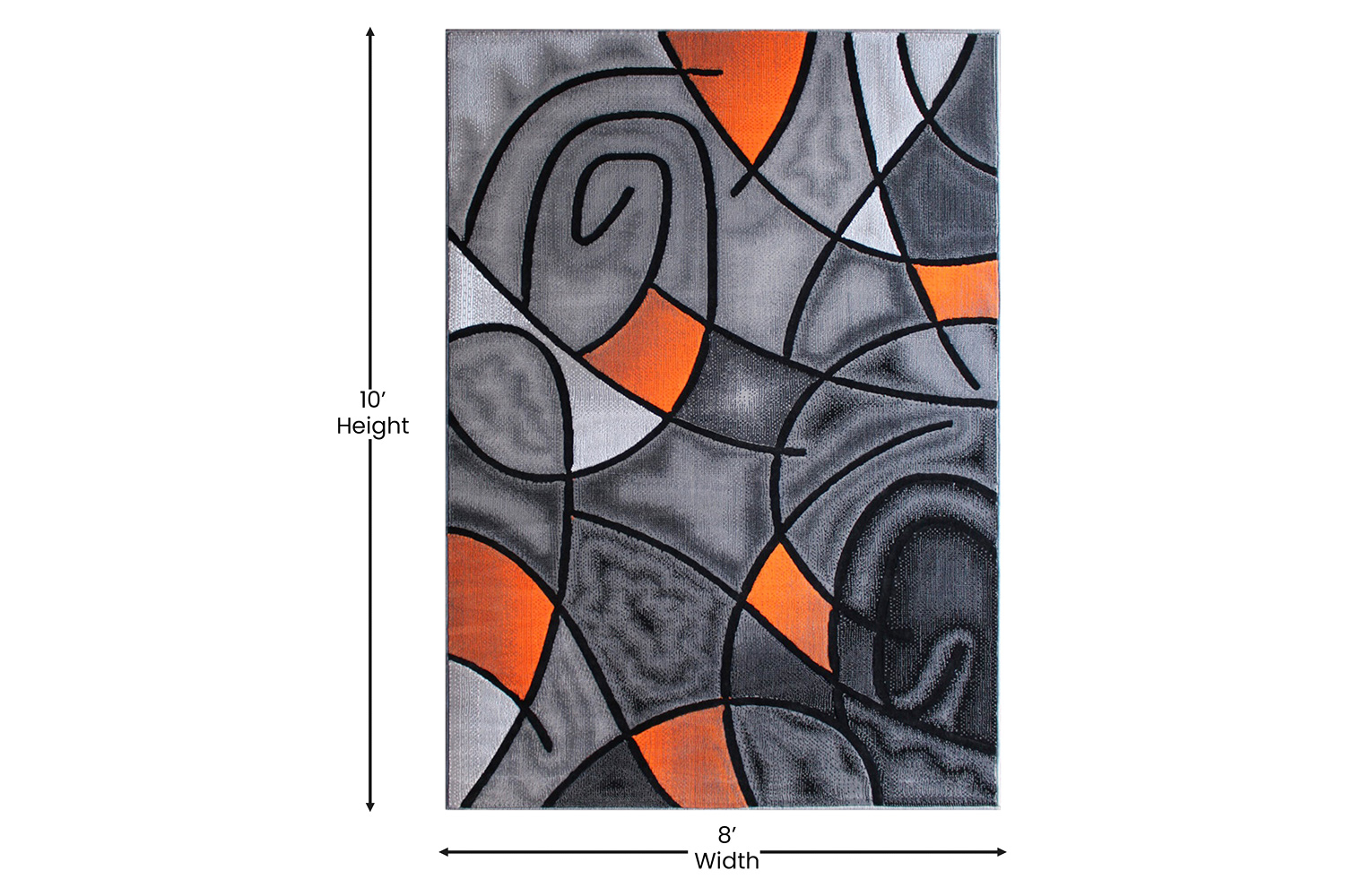 BLNK Jubilee Collection Abstract Olefin Area Rug with Jute Backing - Orange, 8'W x 10'L