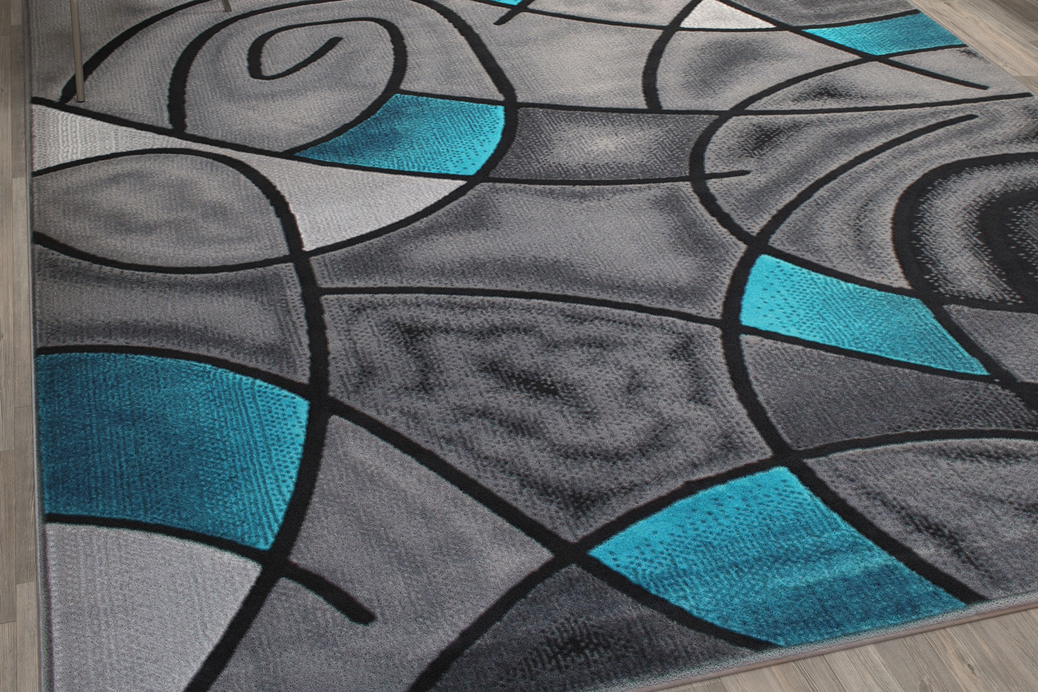 BLNK Jubilee Collection Abstract Olefin Area Rug with Jute Backing - Turquoise, 8'W x 10'L