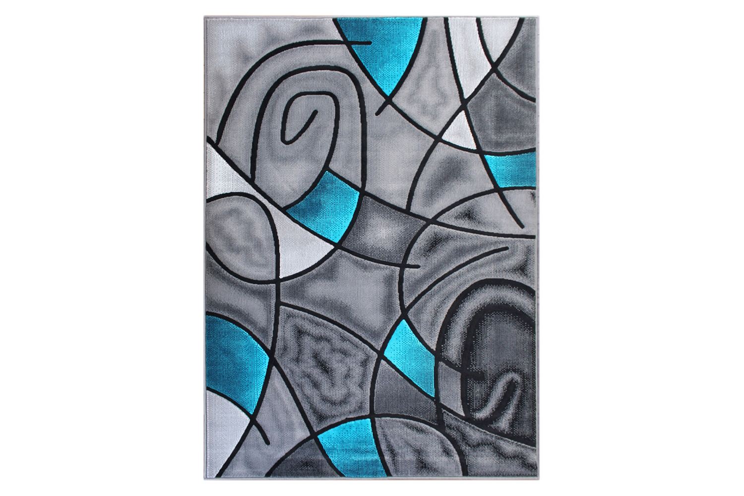 BLNK Jubilee Collection Abstract Olefin Area Rug with Jute Backing - Turquoise, 8'W x 10'L