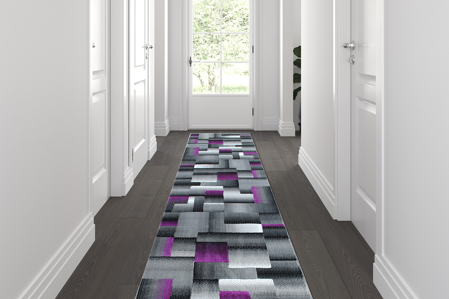 BLNK Elio Collection Olefin Color Blocked Area Rug with Jute Backing