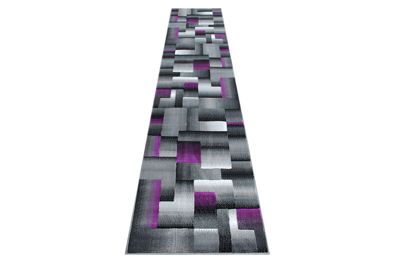 BLNK Elio Collection Olefin Color Blocked Area Rug with Jute Backing - Purple, 2'W x 10'L