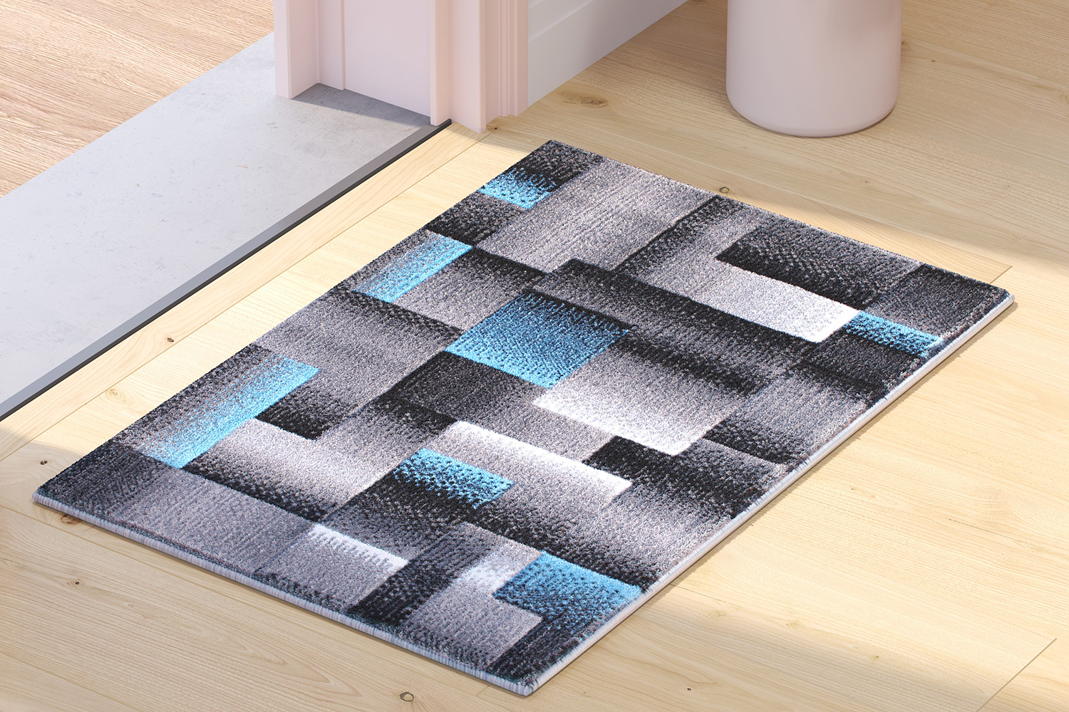 BLNK Elio Collection Olefin Color Blocked Area Rug with Jute Backing