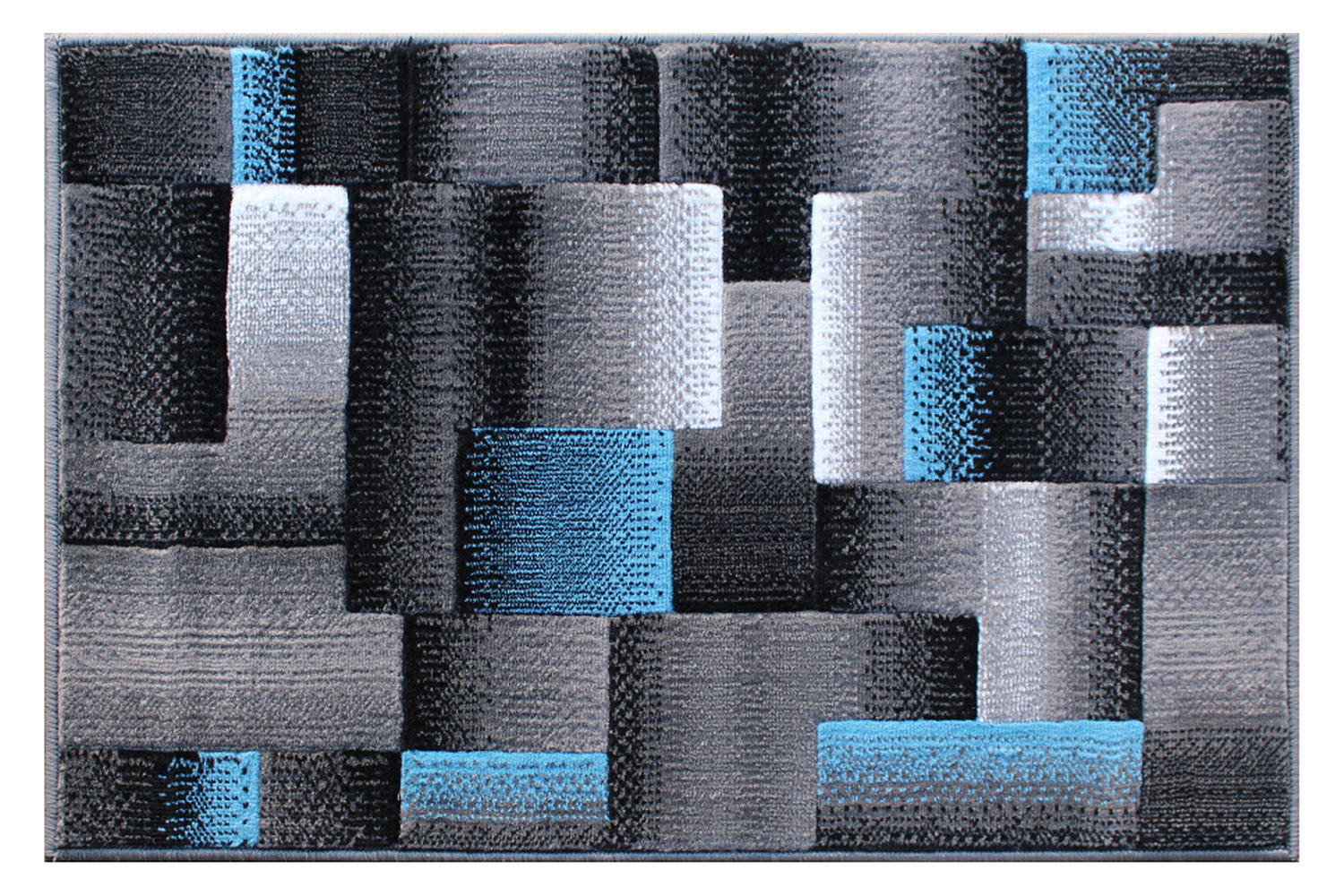 BLNK Elio Collection Olefin Color Blocked Area Rug with Jute Backing - Blue, 2'W x 3'L