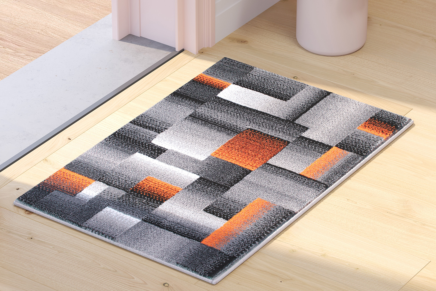 BLNK Elio Collection Olefin Color Blocked Area Rug with Jute Backing