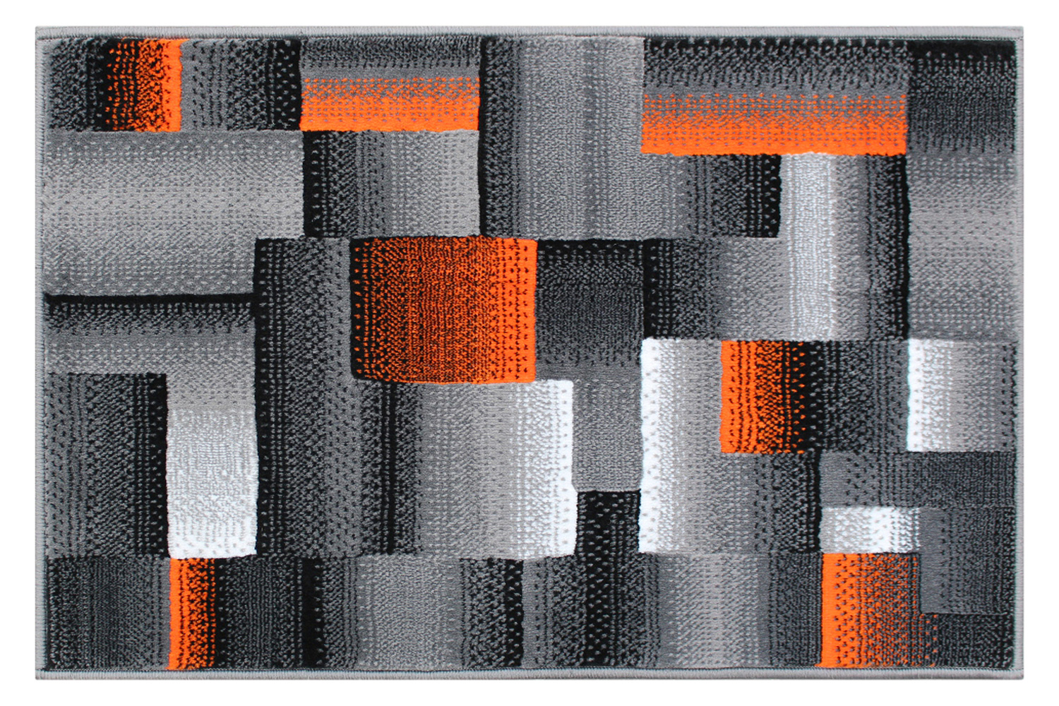 BLNK Elio Collection Olefin Color Blocked Area Rug with Jute Backing - Orange, 2'W x 3'L