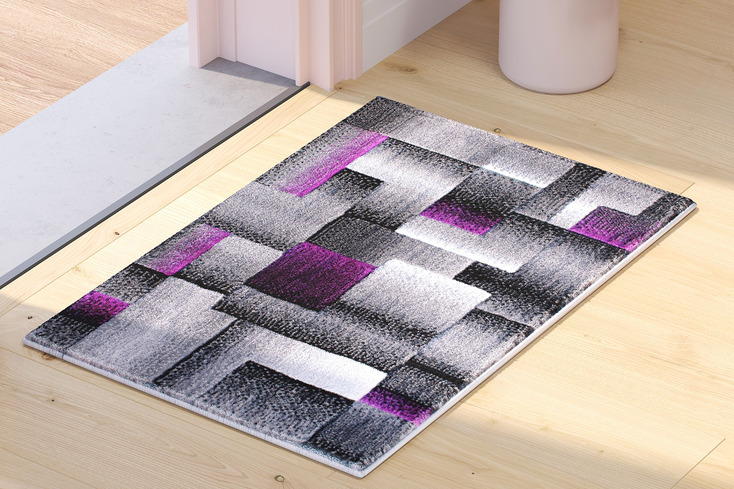 BLNK Elio Collection Olefin Color Blocked Area Rug with Jute Backing - Purple, 2'W x 3'L