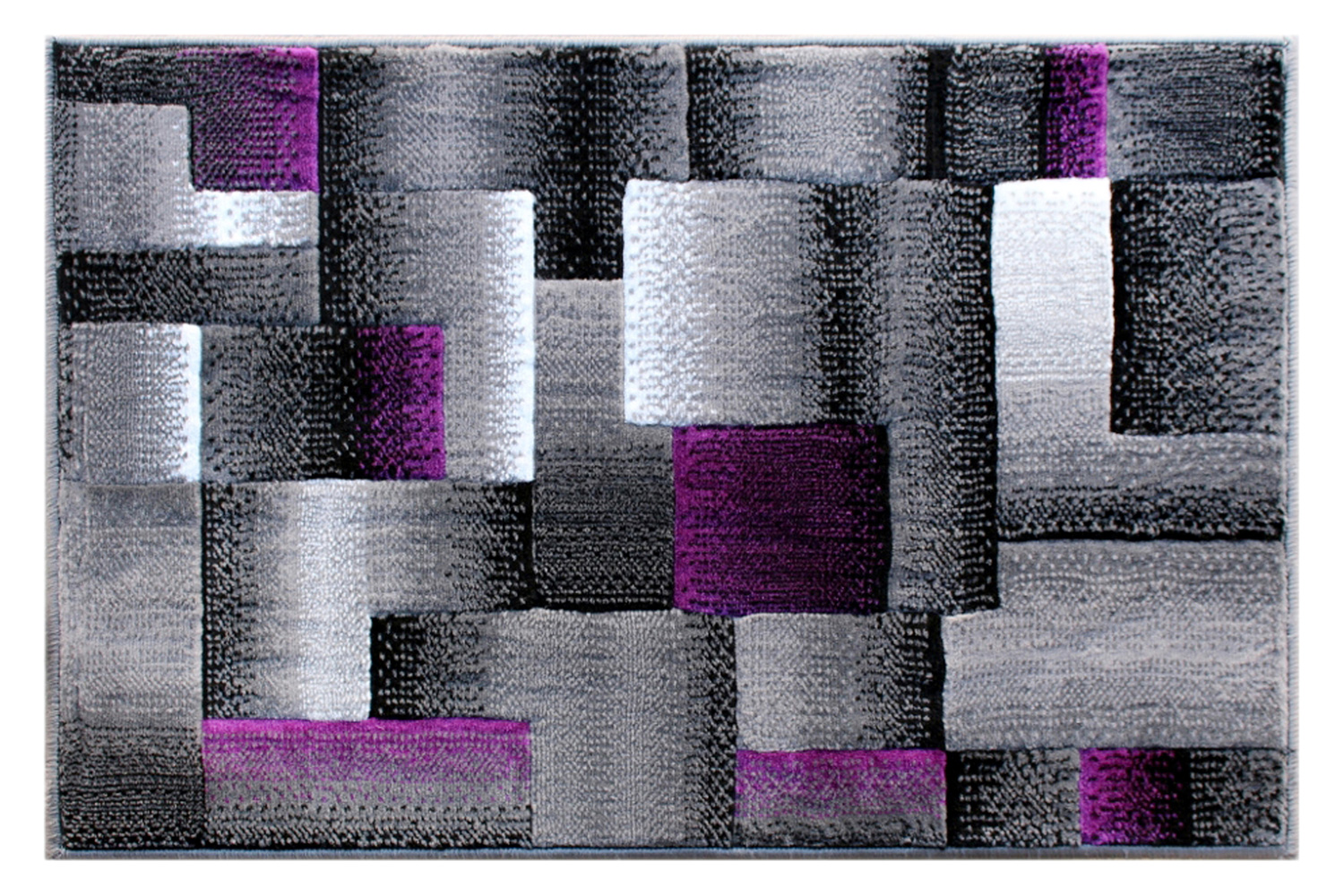 BLNK Elio Collection Olefin Color Blocked Area Rug with Jute Backing - Purple, 2'W x 3'L