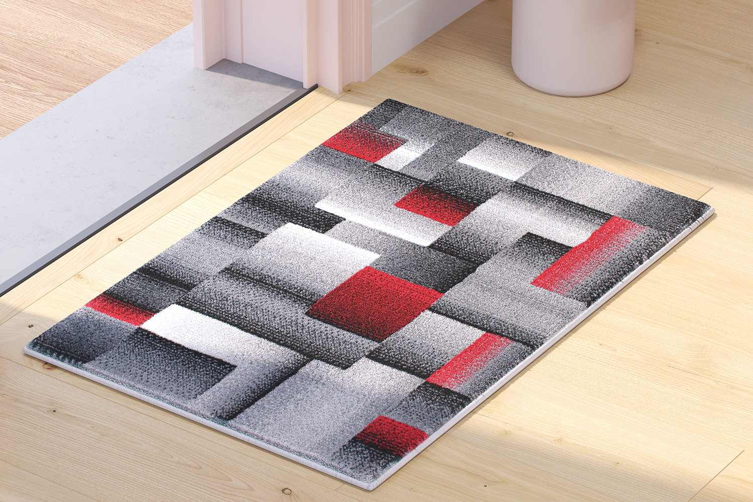 BLNK Elio Collection Olefin Color Blocked Area Rug with Jute Backing