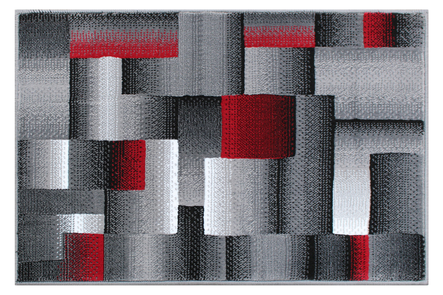 BLNK Elio Collection Olefin Color Blocked Area Rug with Jute Backing - Red, 2'W x 3'L