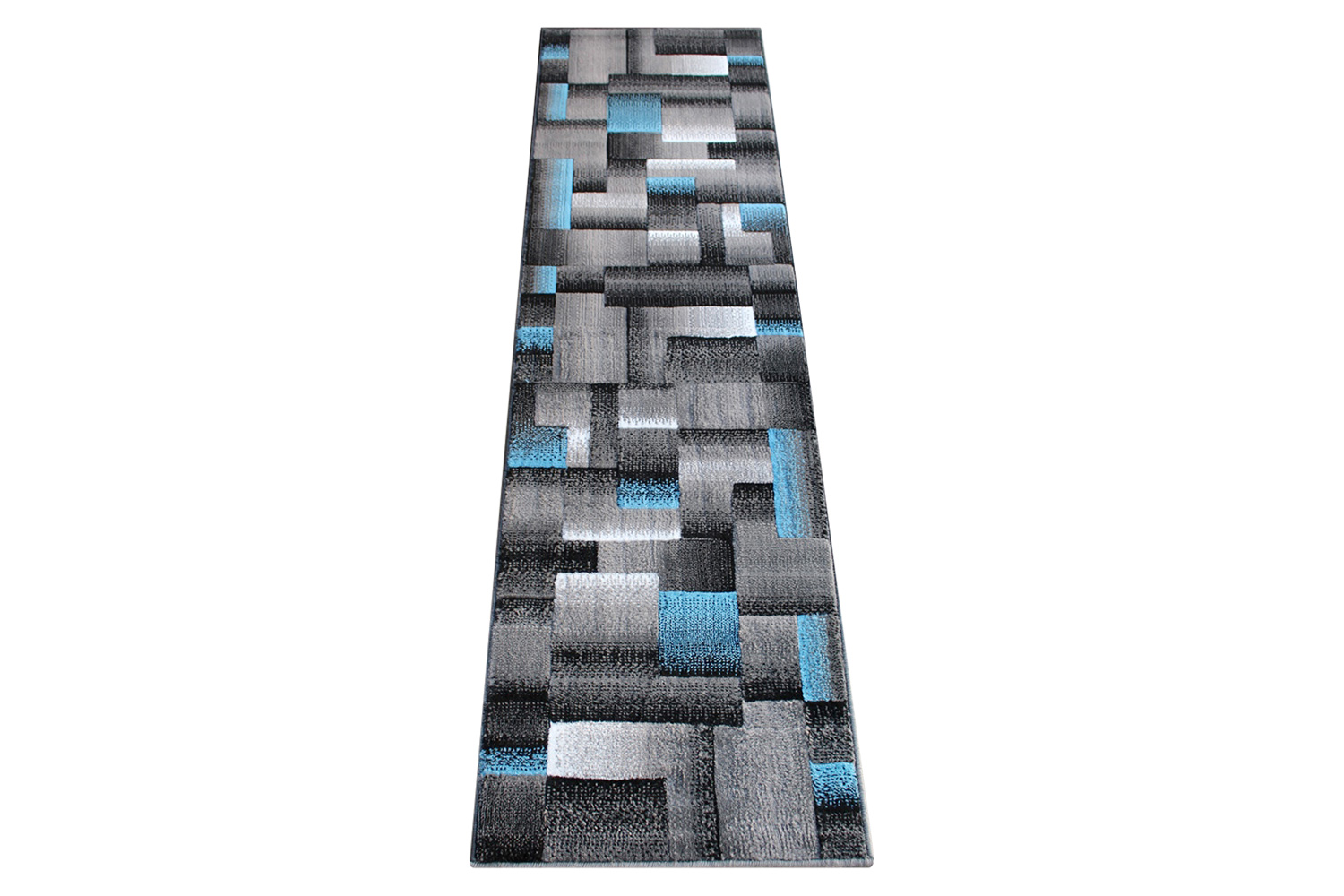 BLNK Elio Collection Olefin Color Blocked Area Rug with Jute Backing - Blue, 2'W x 7'L